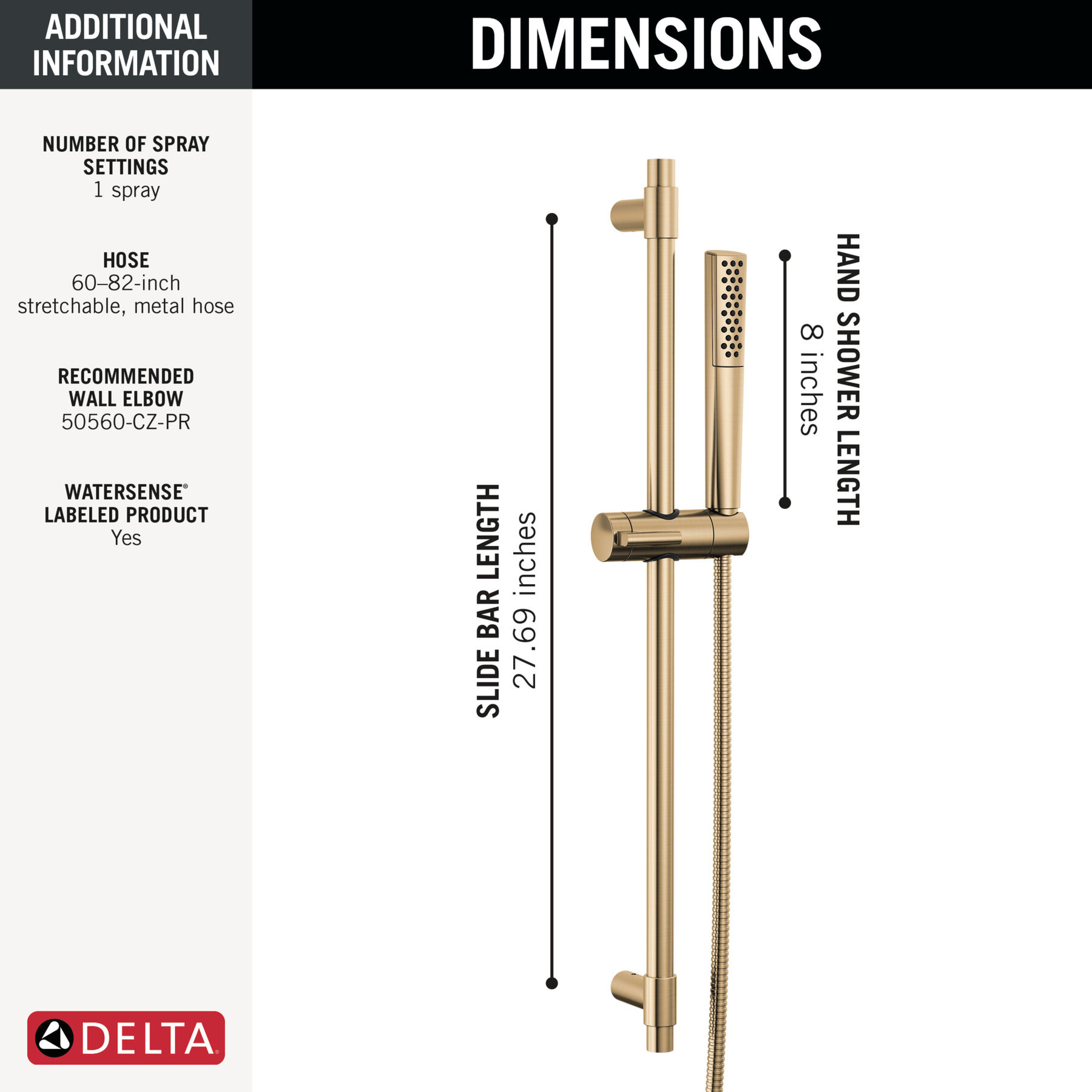 Premium Single-Setting Slide Bar Hand Shower