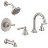 Widespread Lavatory Faucet with 14 Series Tub Shower Trim and Rough Bundle