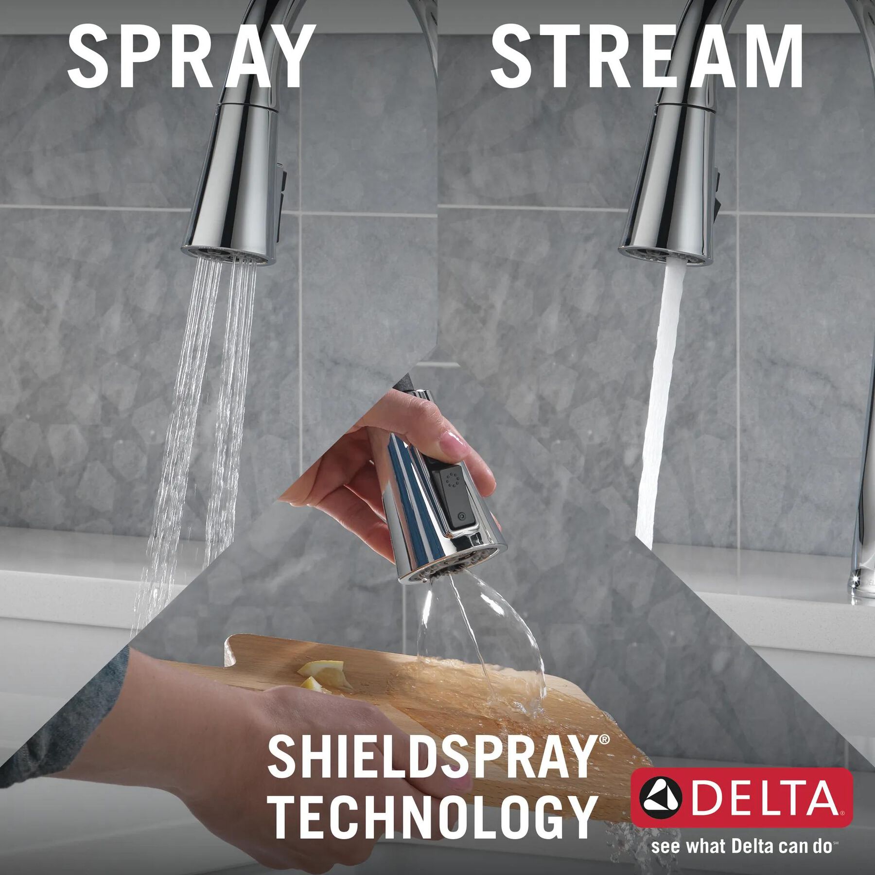 Single Handle Pull-Down Kitchen Faucet with Soap Dispenser and ShieldSpray Technology