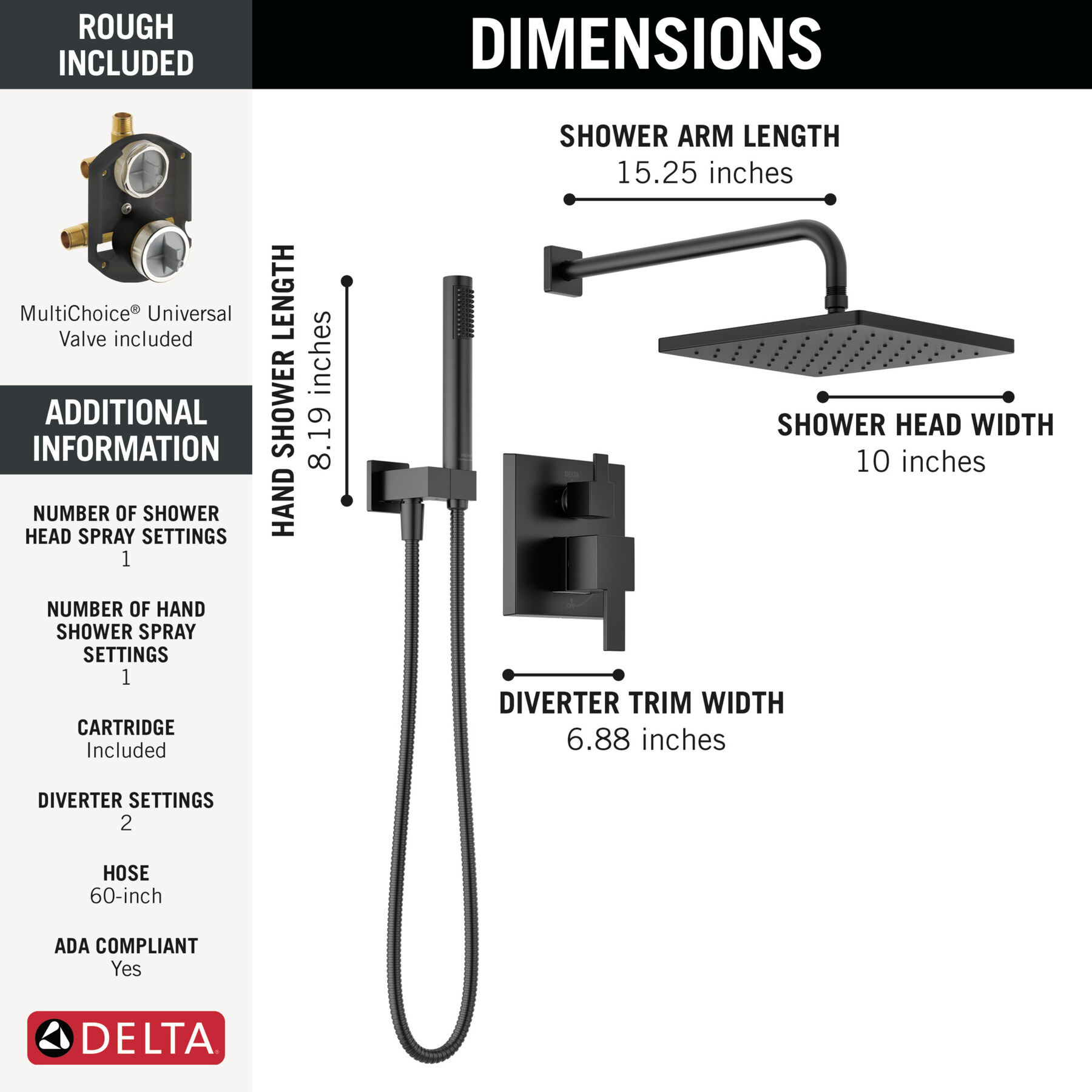 Raincan Shower Rough & Trim w/ HS 14S (Recertified)