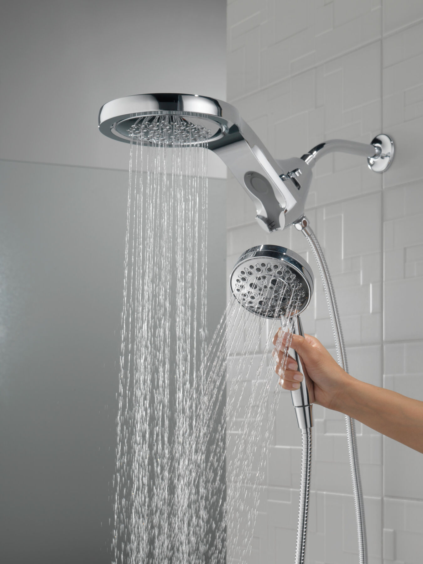 HydroRain&reg; H2Okinetic&reg; 5-Setting Two-in-One Shower Head (Recertified)