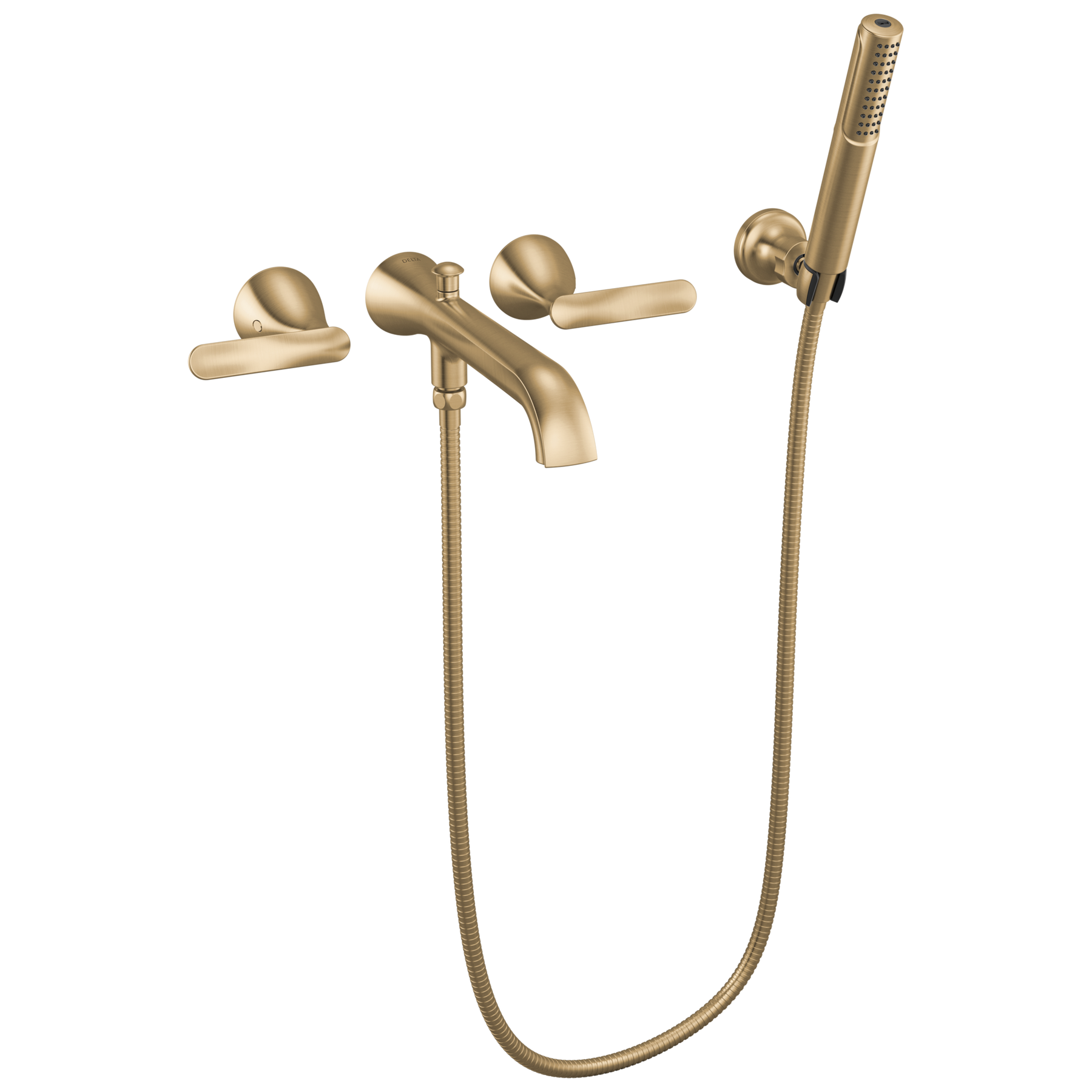 Two Handle Wall Mount Tub Filler Trim with Hand Shower