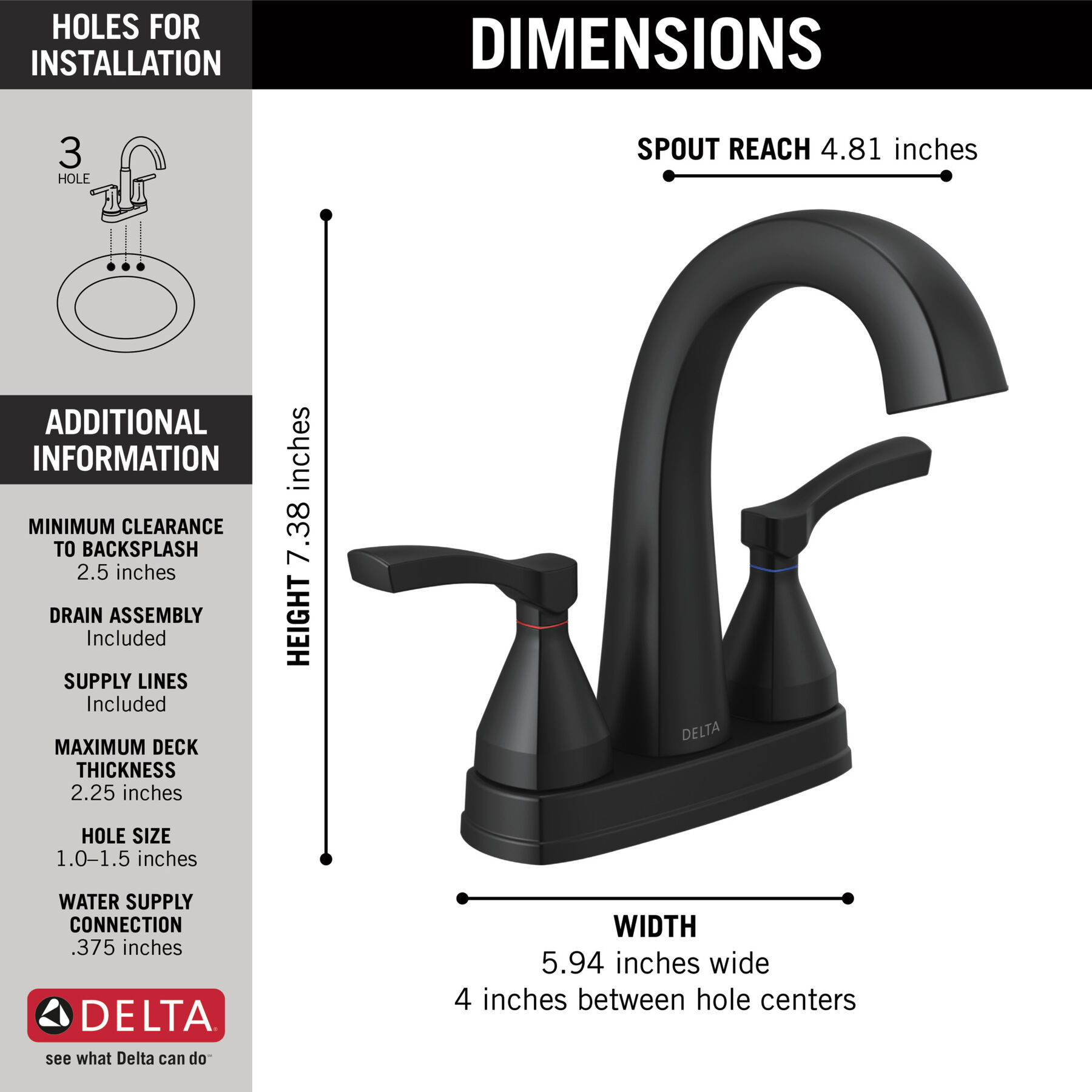 Two Handle Centerset Bathroom Faucet (Recertified)