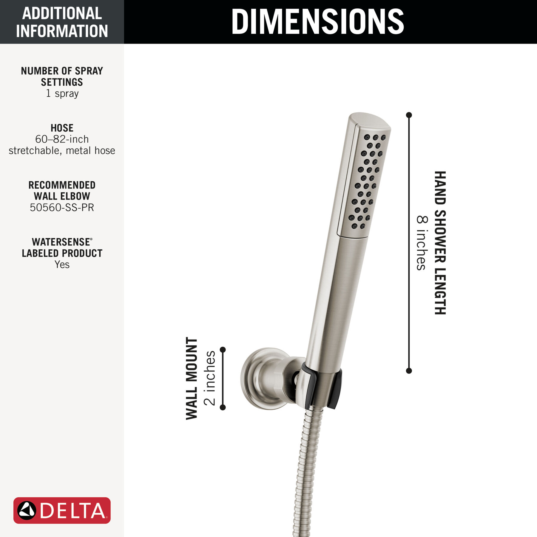 Premium Single-Setting Adjustable Wall Mount Hand Shower