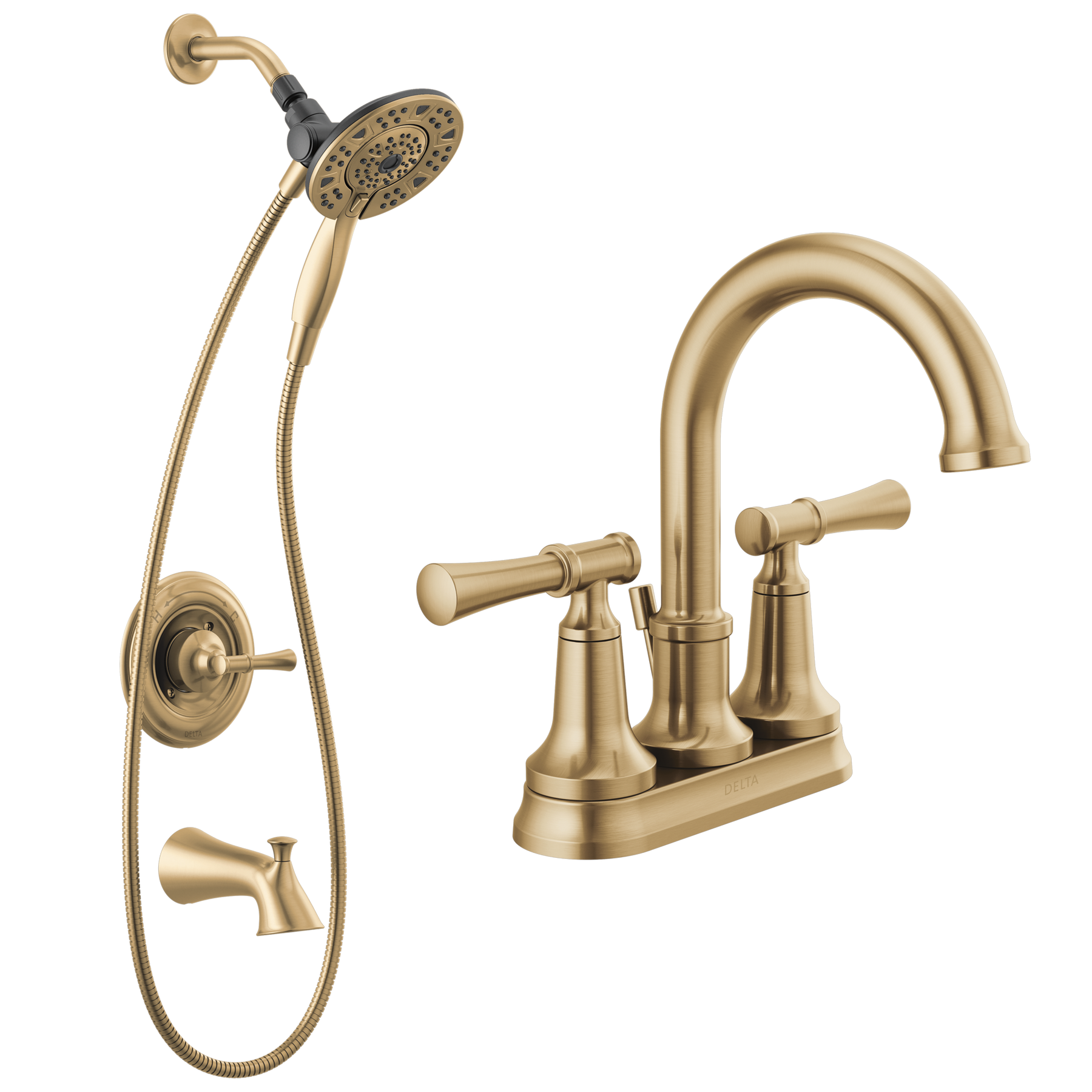 Centerset Lavatory Faucet with 14 Series Tub Shower Trim and Rough Bundle