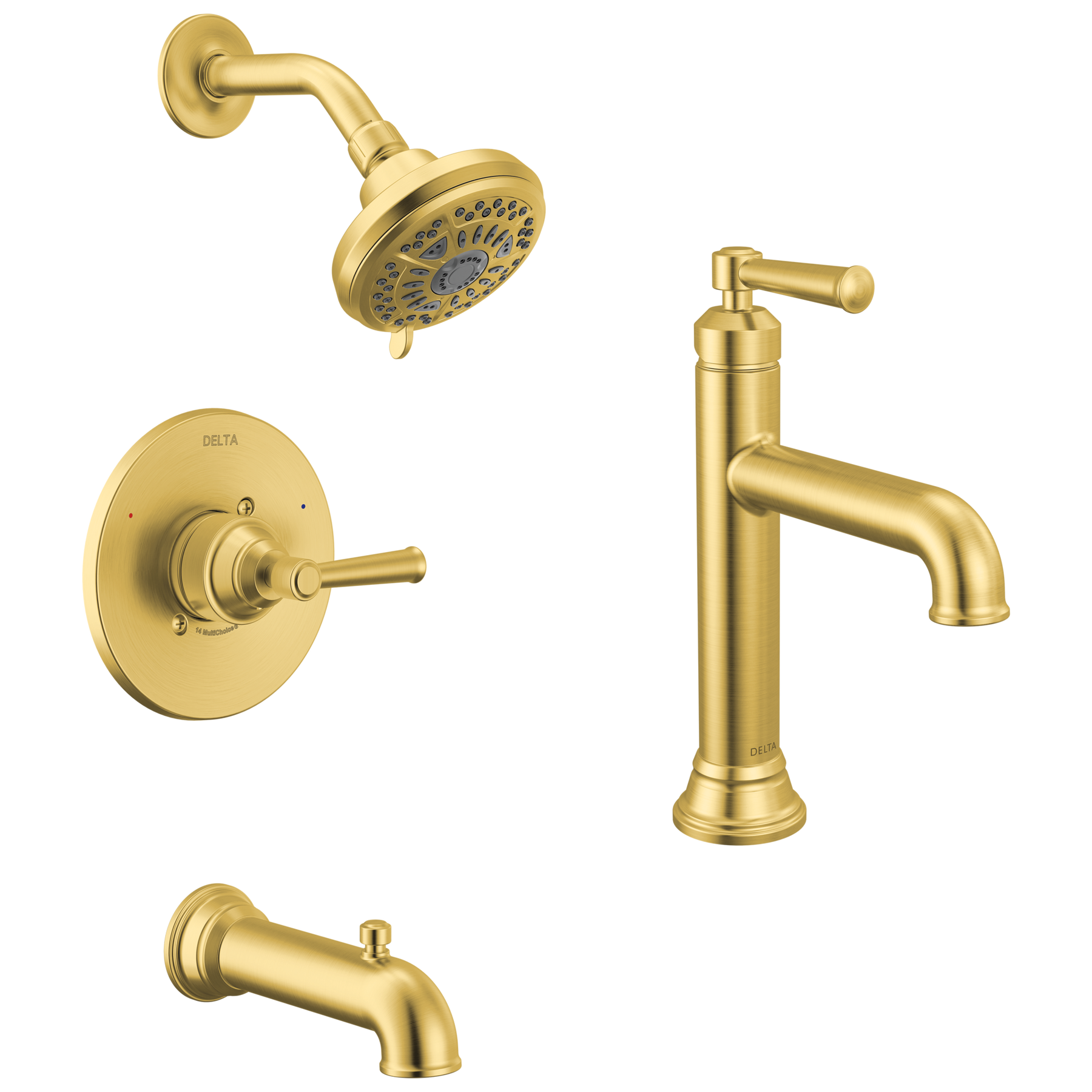 Single Handle Lavatory Faucet with 14 Series Tub Shower Trim and Rough Bundle
