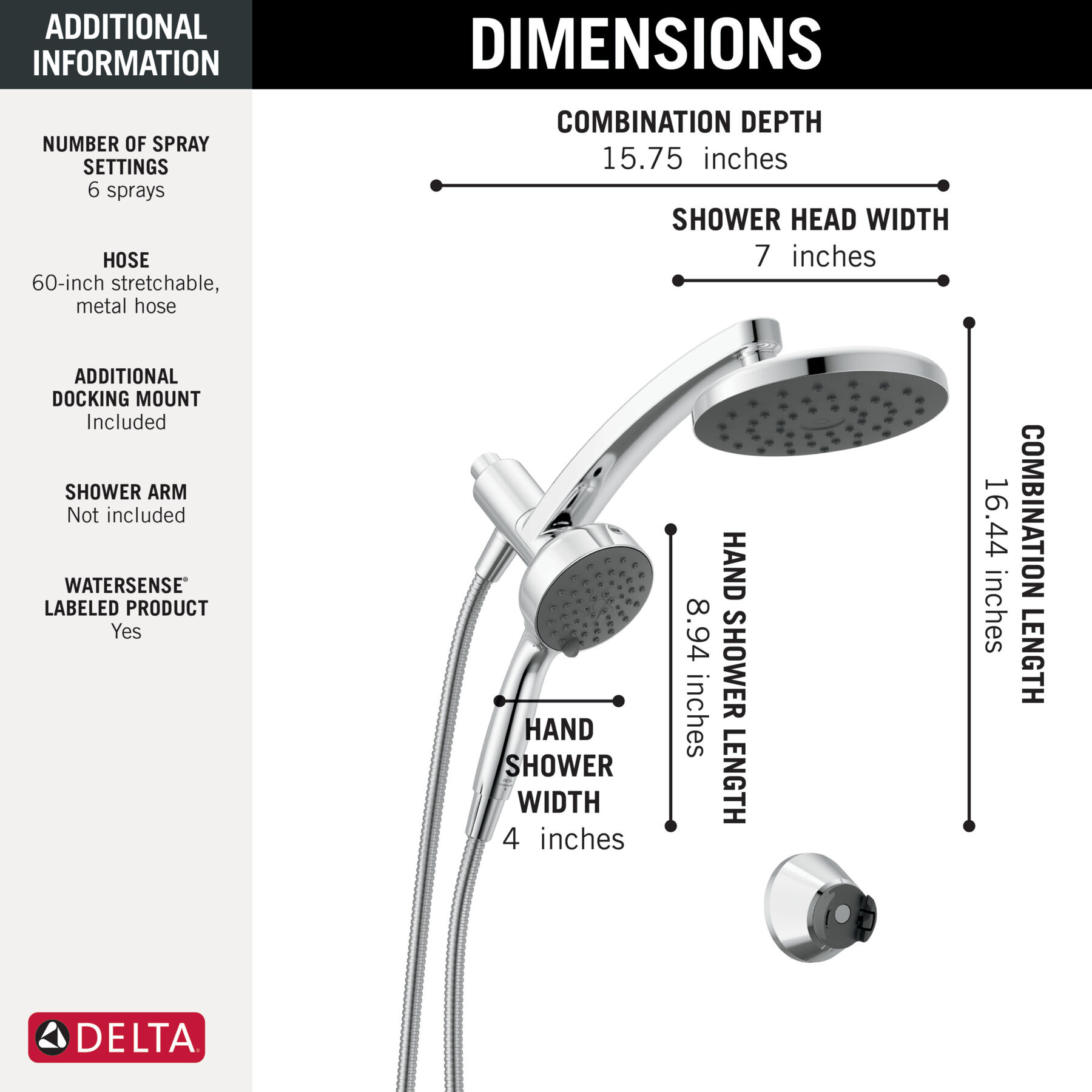 PivotPro&trade; 3-in-1 Combination Shower with TouchClean&reg; Spray Face