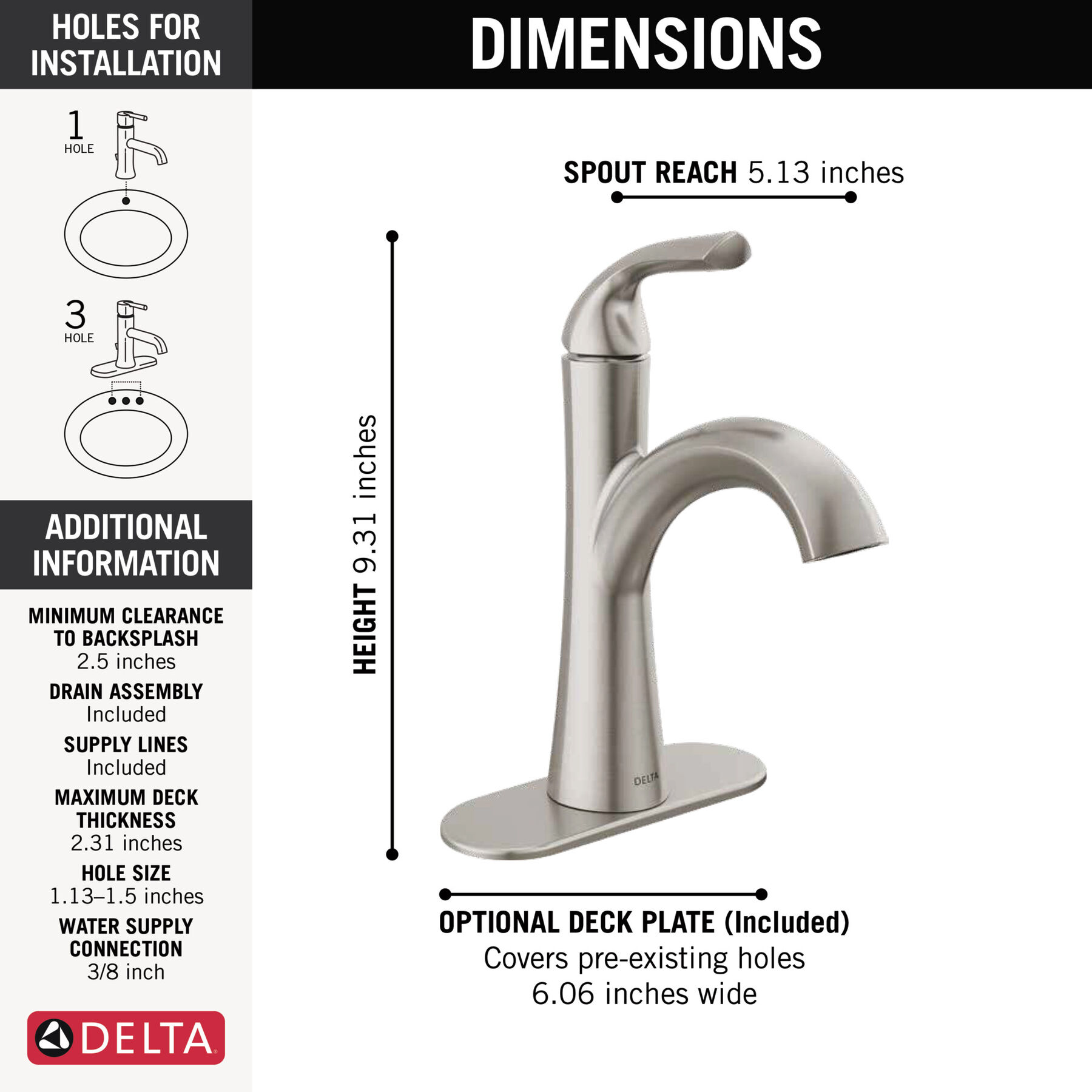 Single Handle Bathroom Faucet (Recertified)