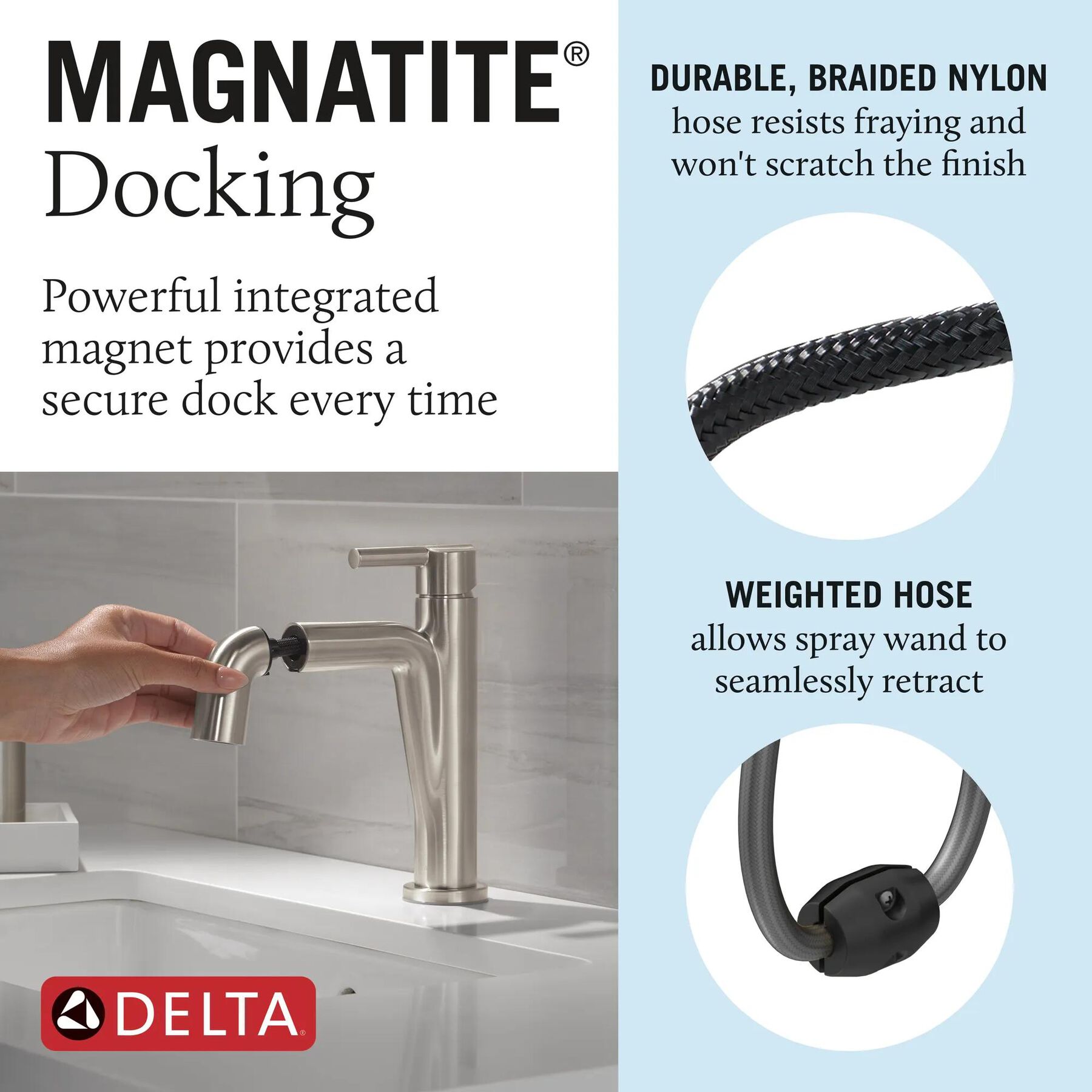 Single Handle Pull-Down Bathroom Faucet