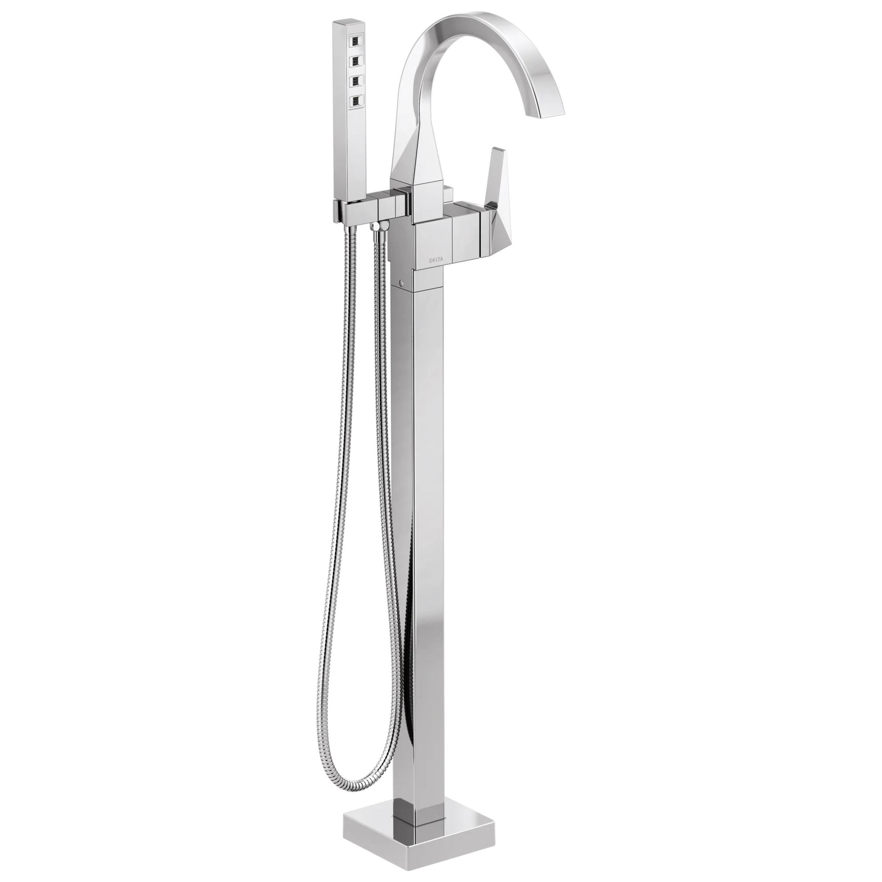 Single Handle Floor Mount Tub Filler Trim with Hand Shower
