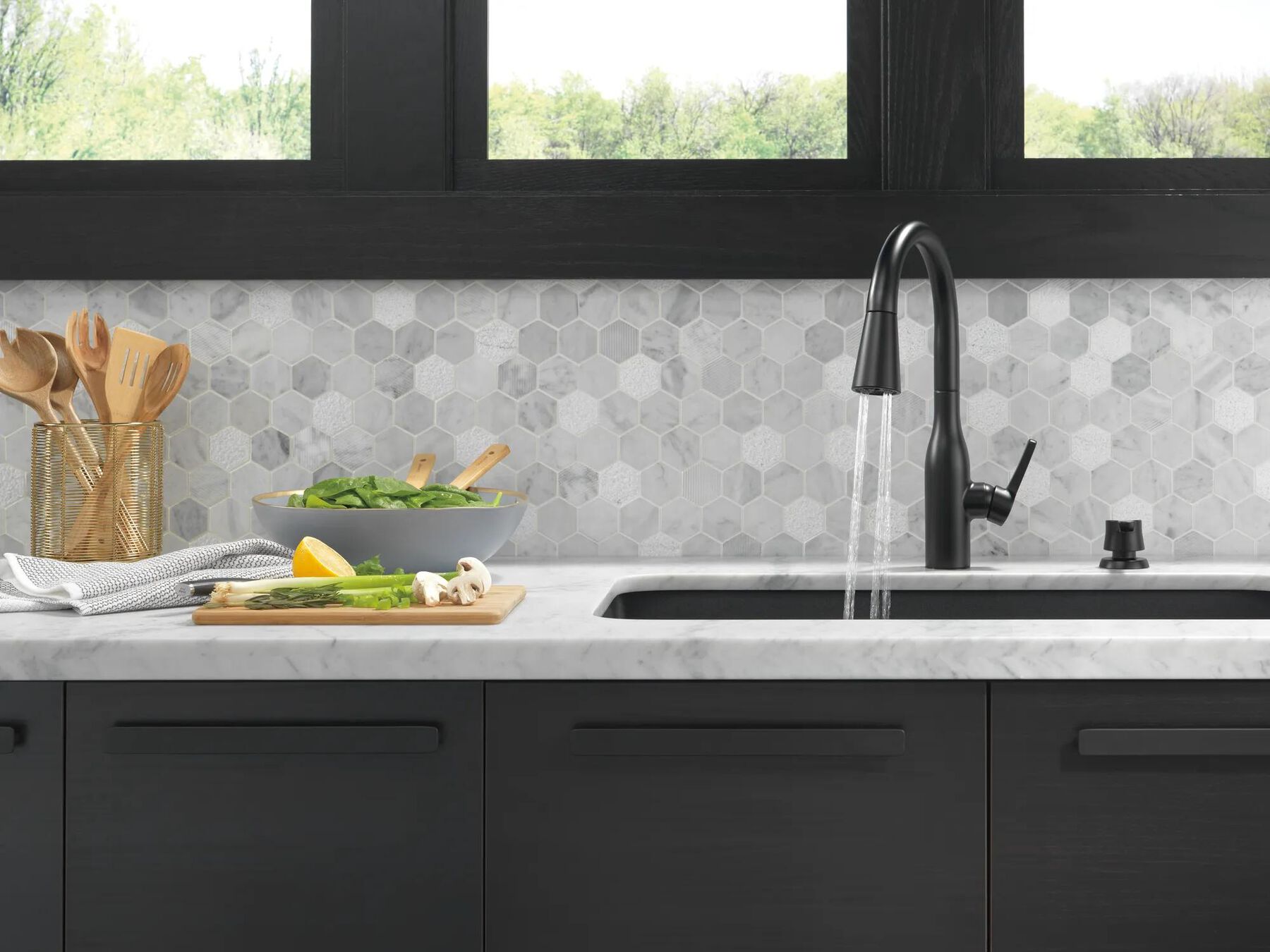 Single Handle Pull-Down Kitchen Faucet with Soap Dispenser and ShieldSpray&reg; Technology (Recertified)