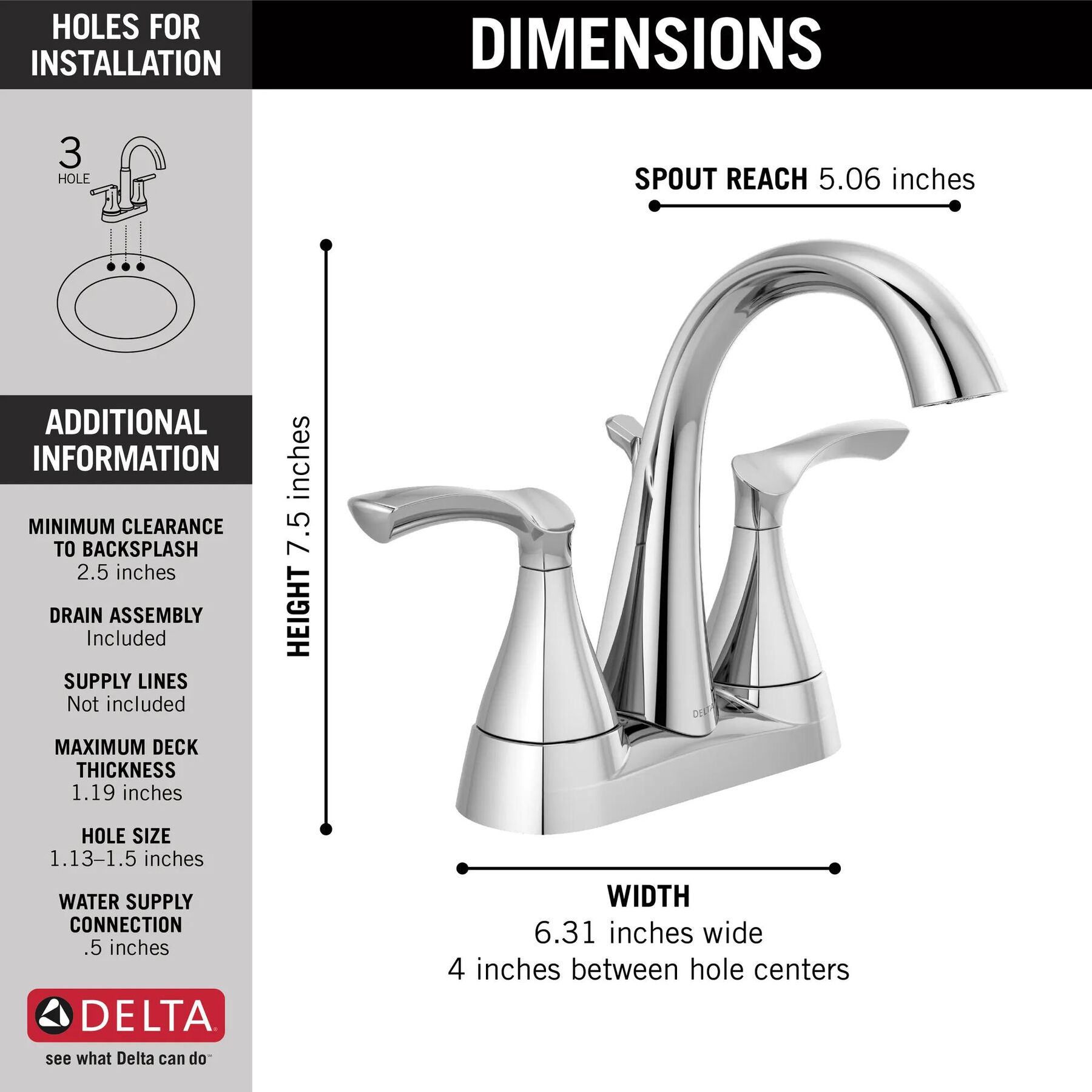 Two Handle Centerset Bathroom Faucet (Recertified)