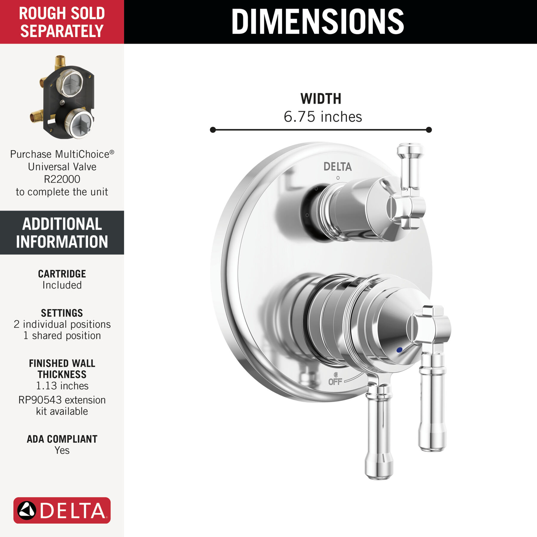 17 Series Integrated Diverter Trim 3-Setting