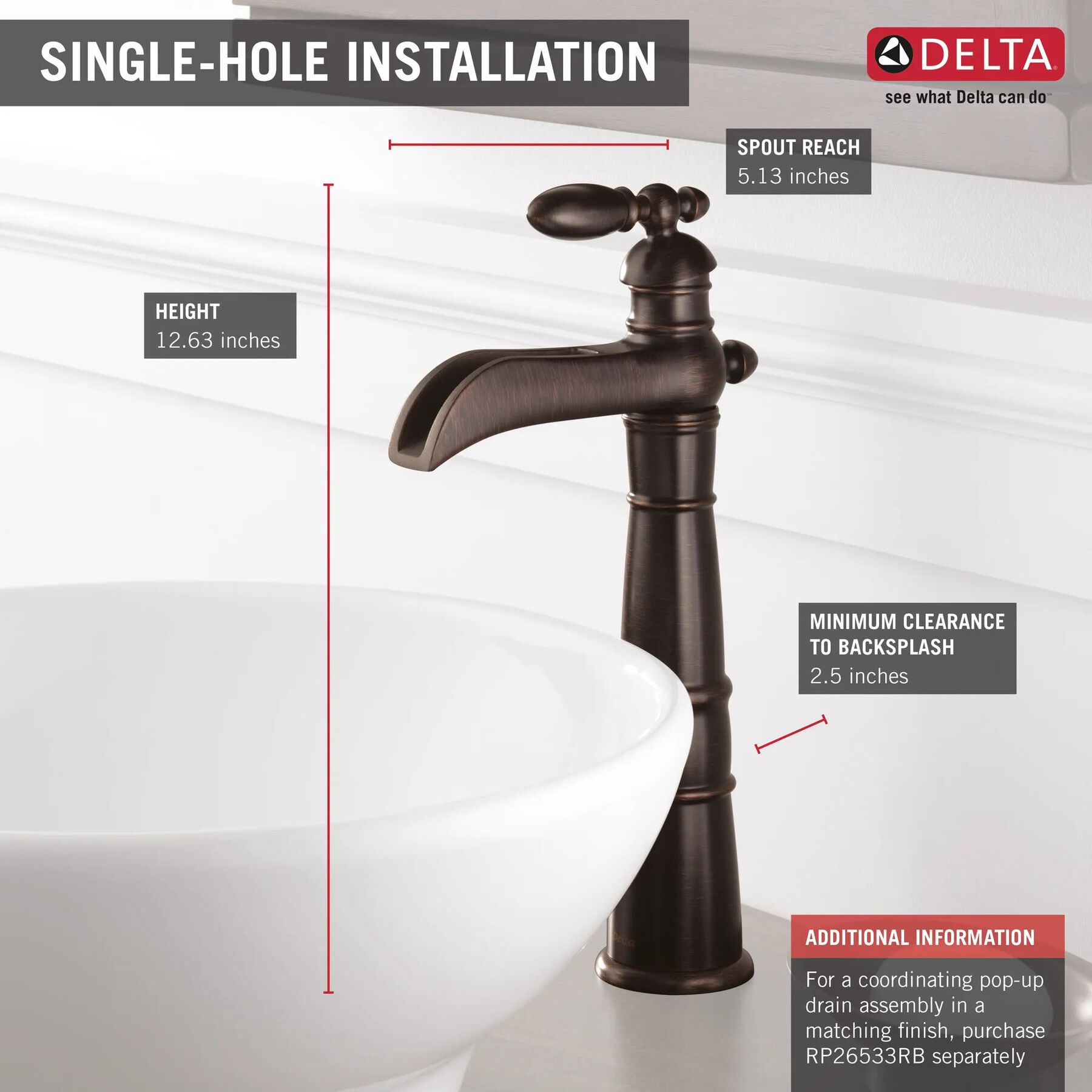 Single Handle Channel Vessel Bathroom Faucet