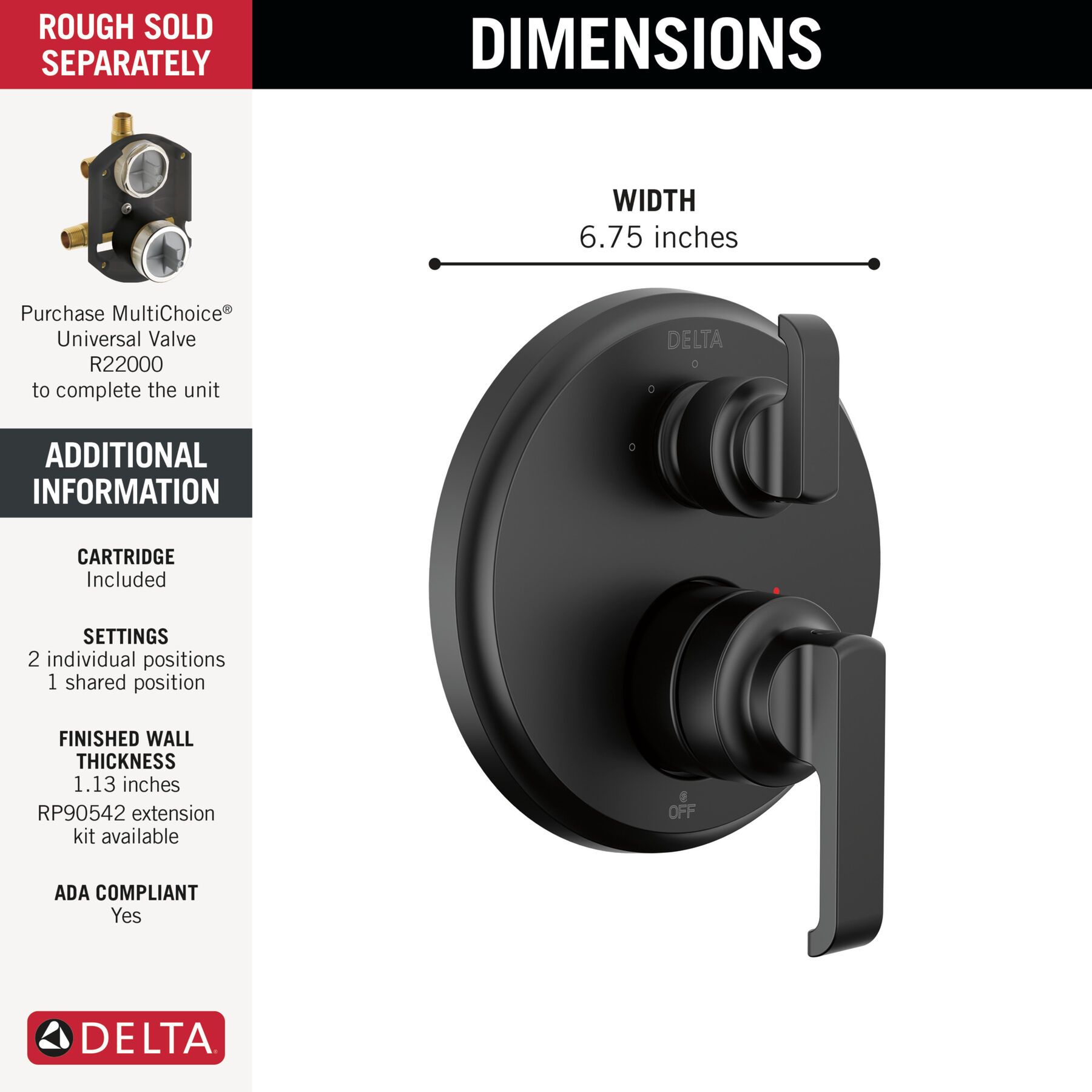 14 Series Integrated Diverter Trim with 3-Setting
