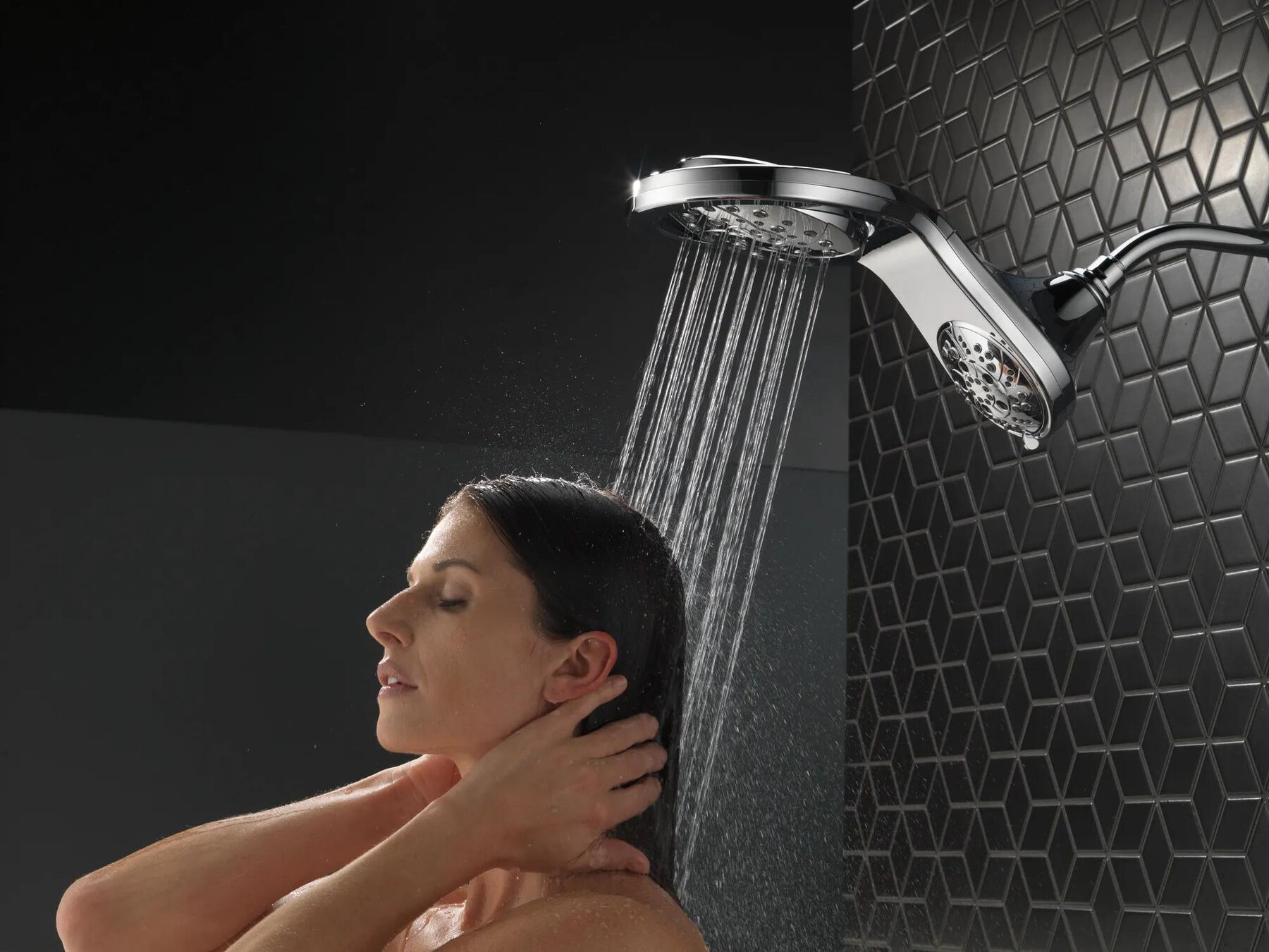 HydroRain&reg; H<sub>2</sub>Okinetic&reg; 5-Setting Two-in-One Shower Head