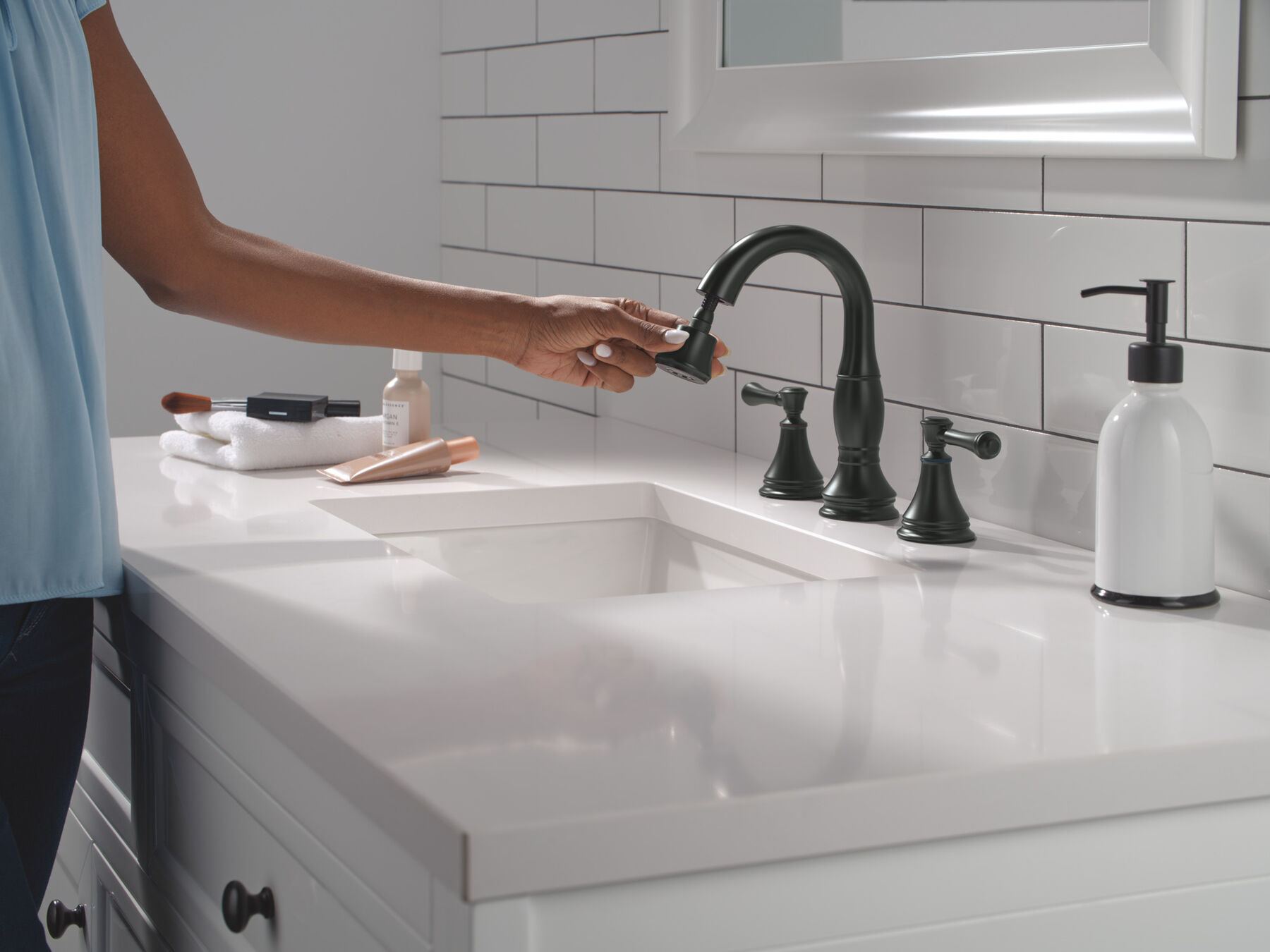 Two Handle Widespread Pull Down Bathroom