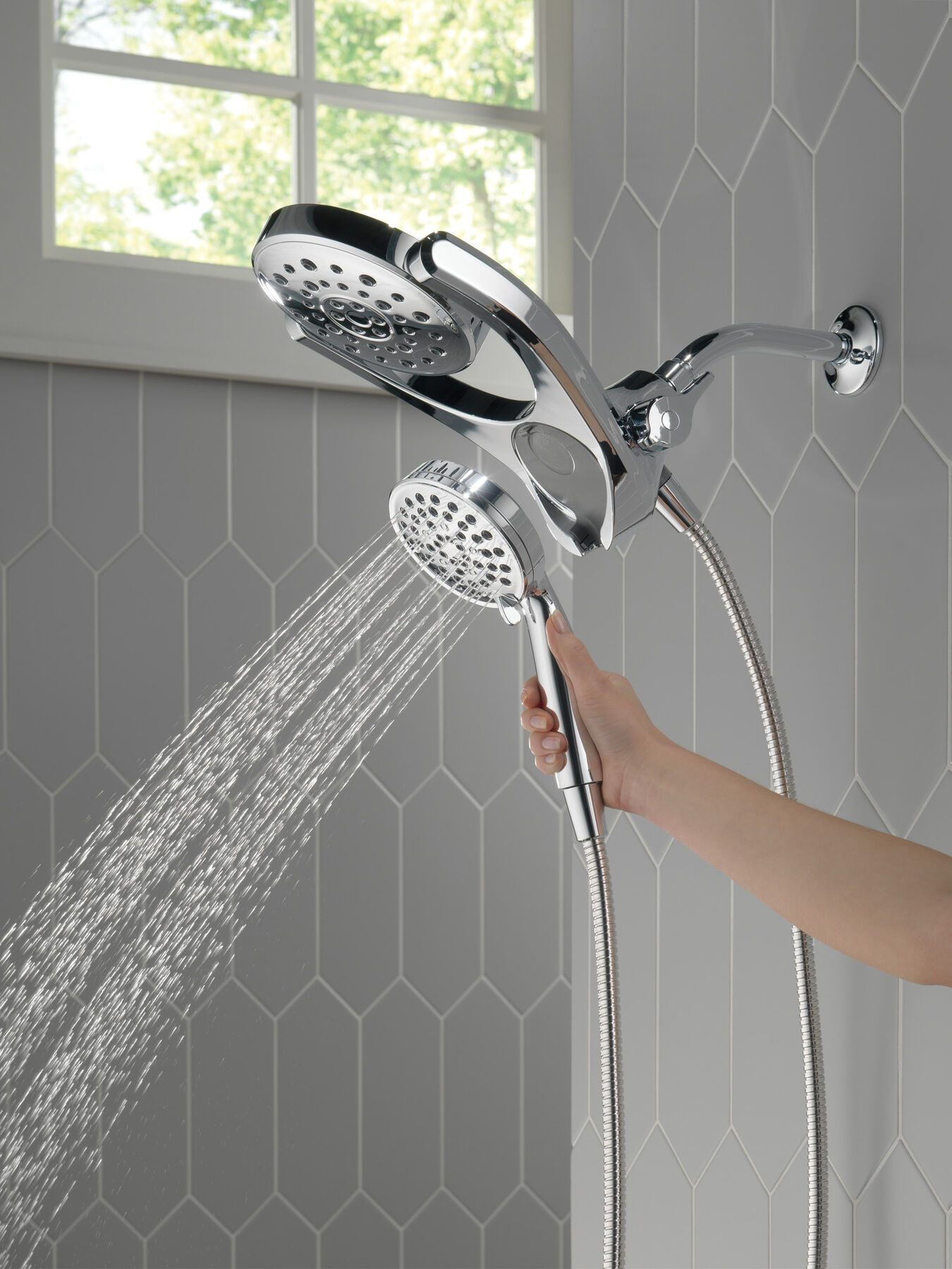 HydroRain&reg; 4-Setting Two-in-One Shower Head