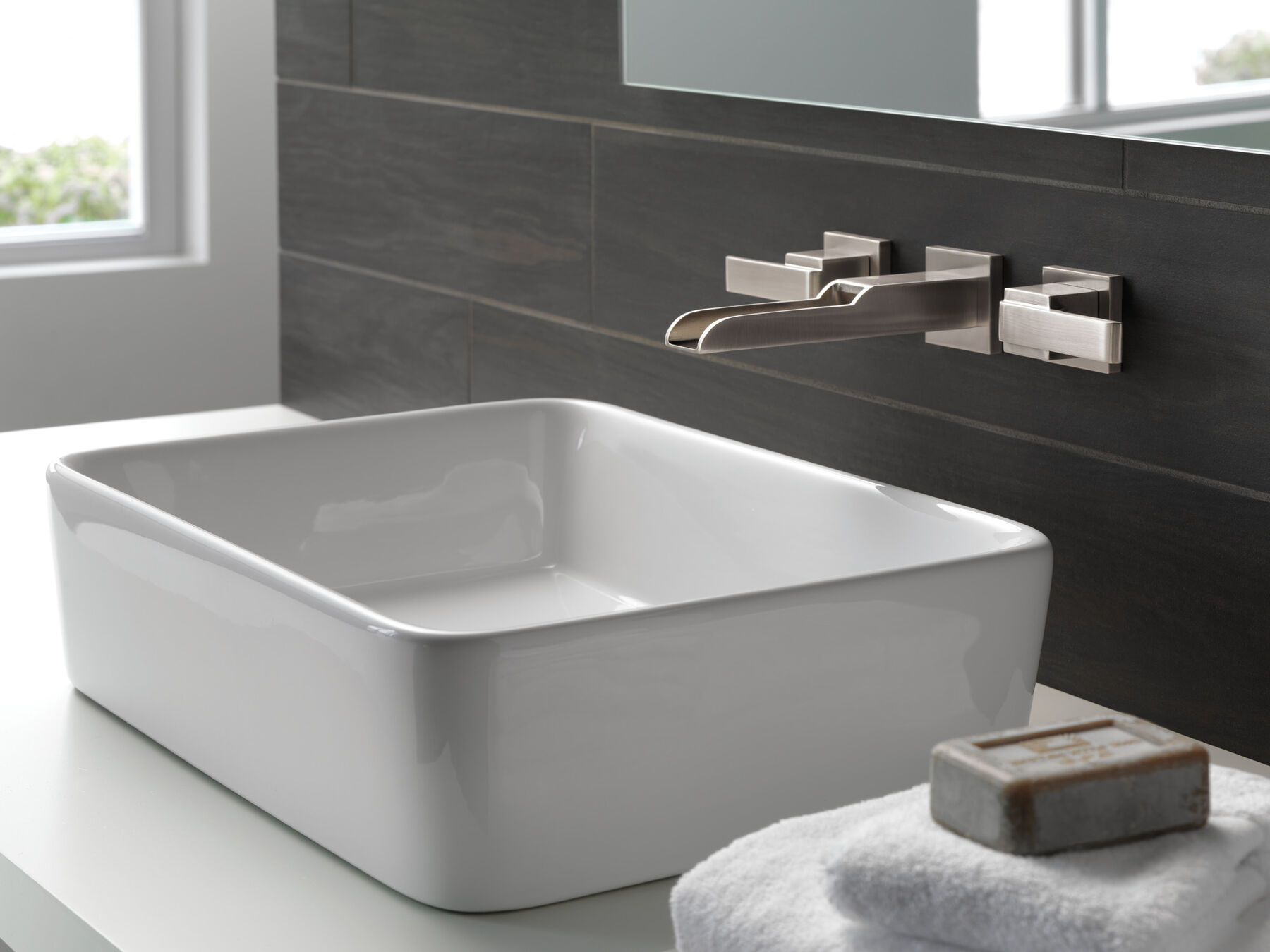 Two Handle Wall Mount Channel Bathroom Faucet Trim