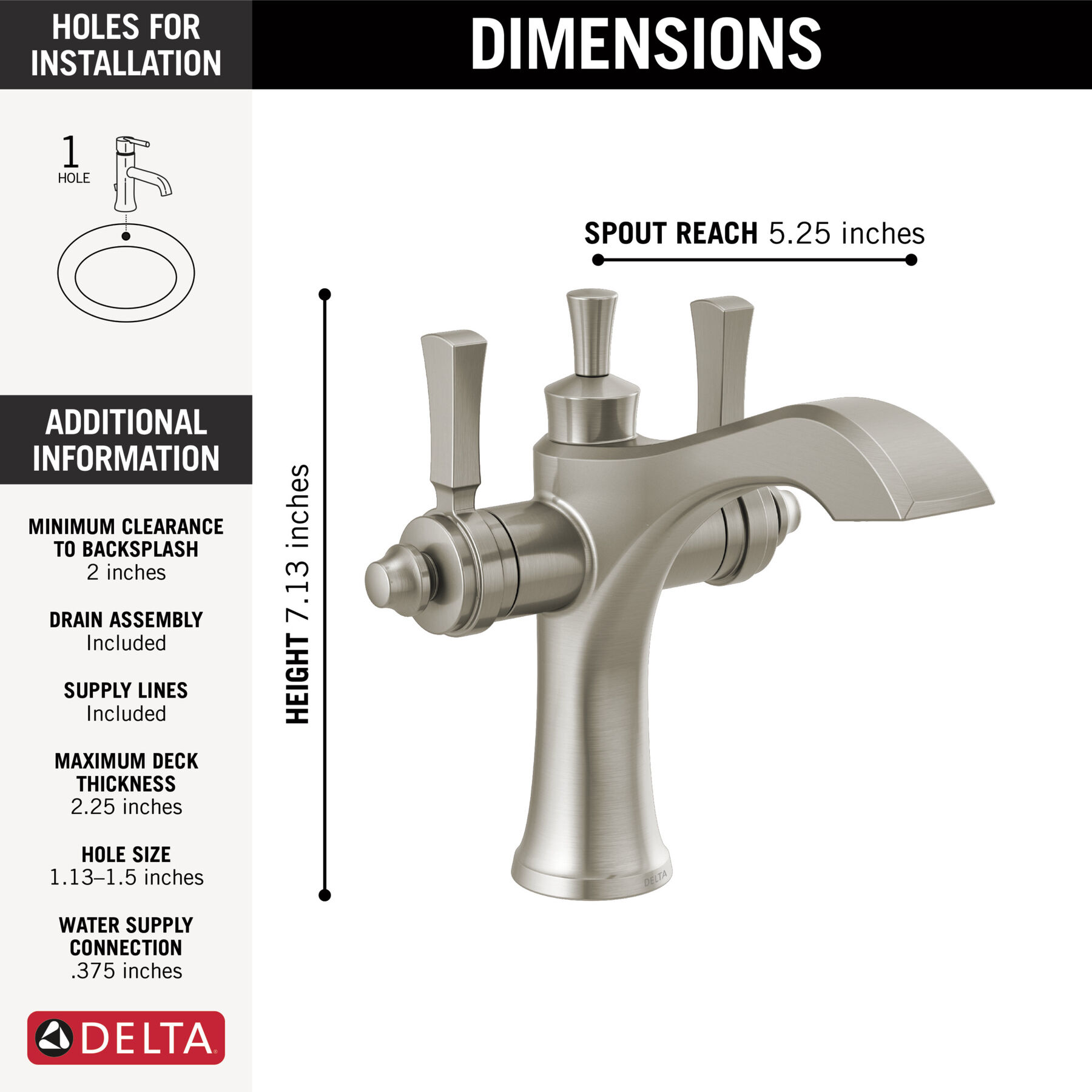 Two Handle Single Hole Monoblock Bathroom Faucet