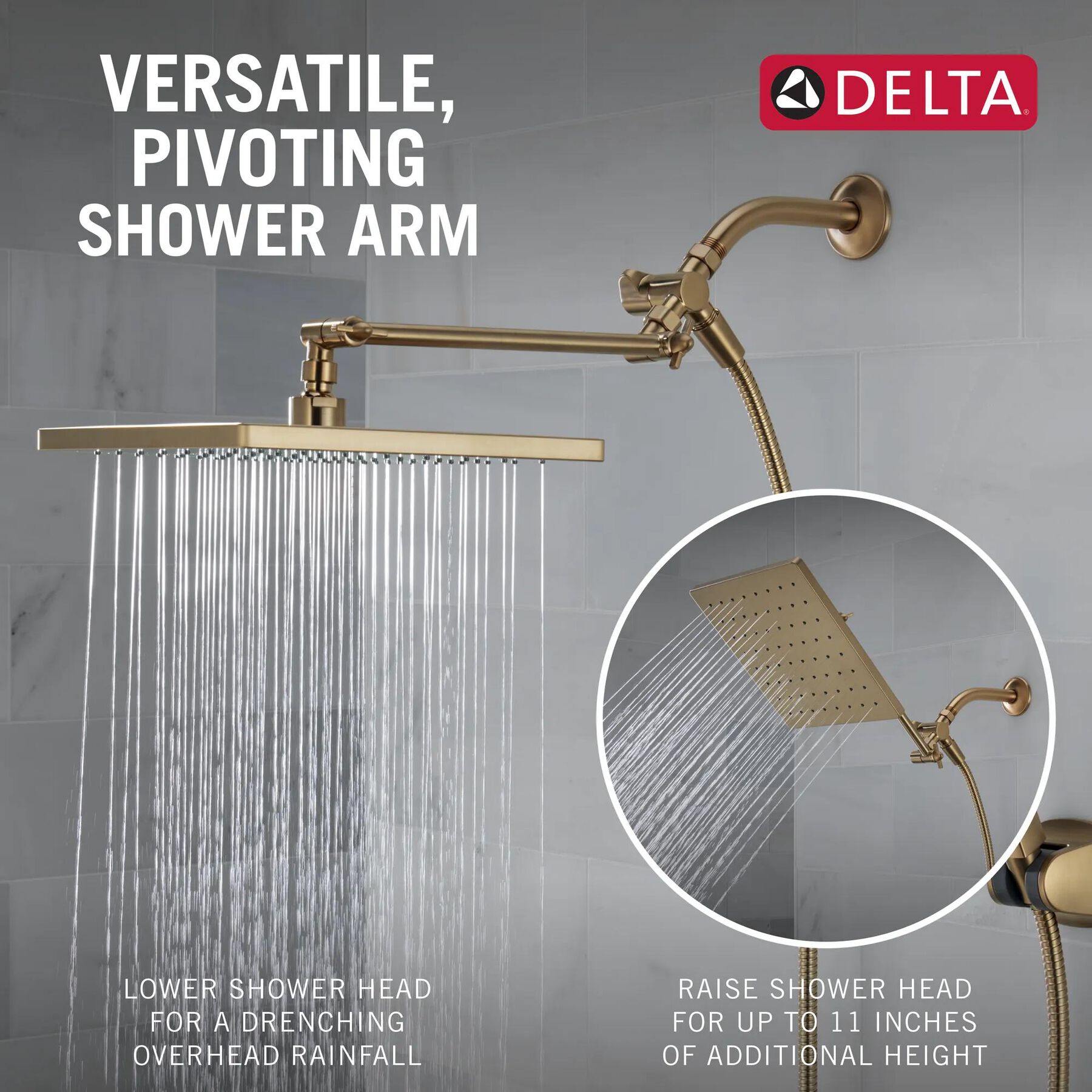 10 inch Raincan Shower Head & Hand Held Combo with Adjustable Extension Arm