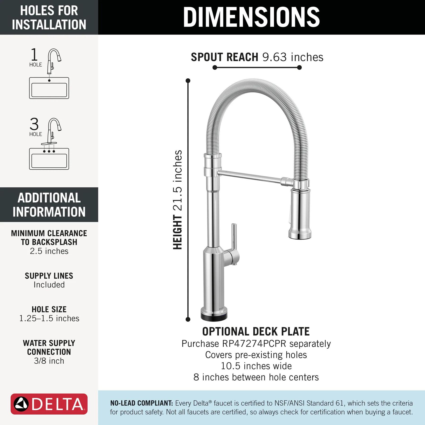 Touch2O&reg; Technology Kitchen Faucet with Touchless Technology