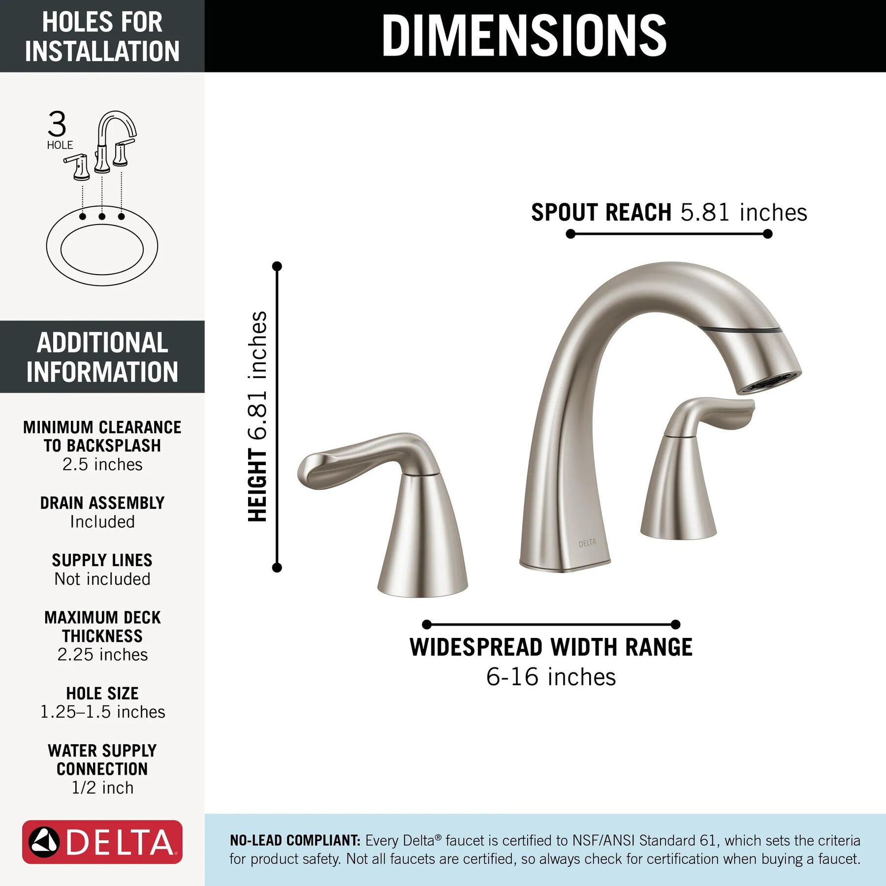 Two Handle Widespread Pull-Down Bathroom Faucet (Recertified)