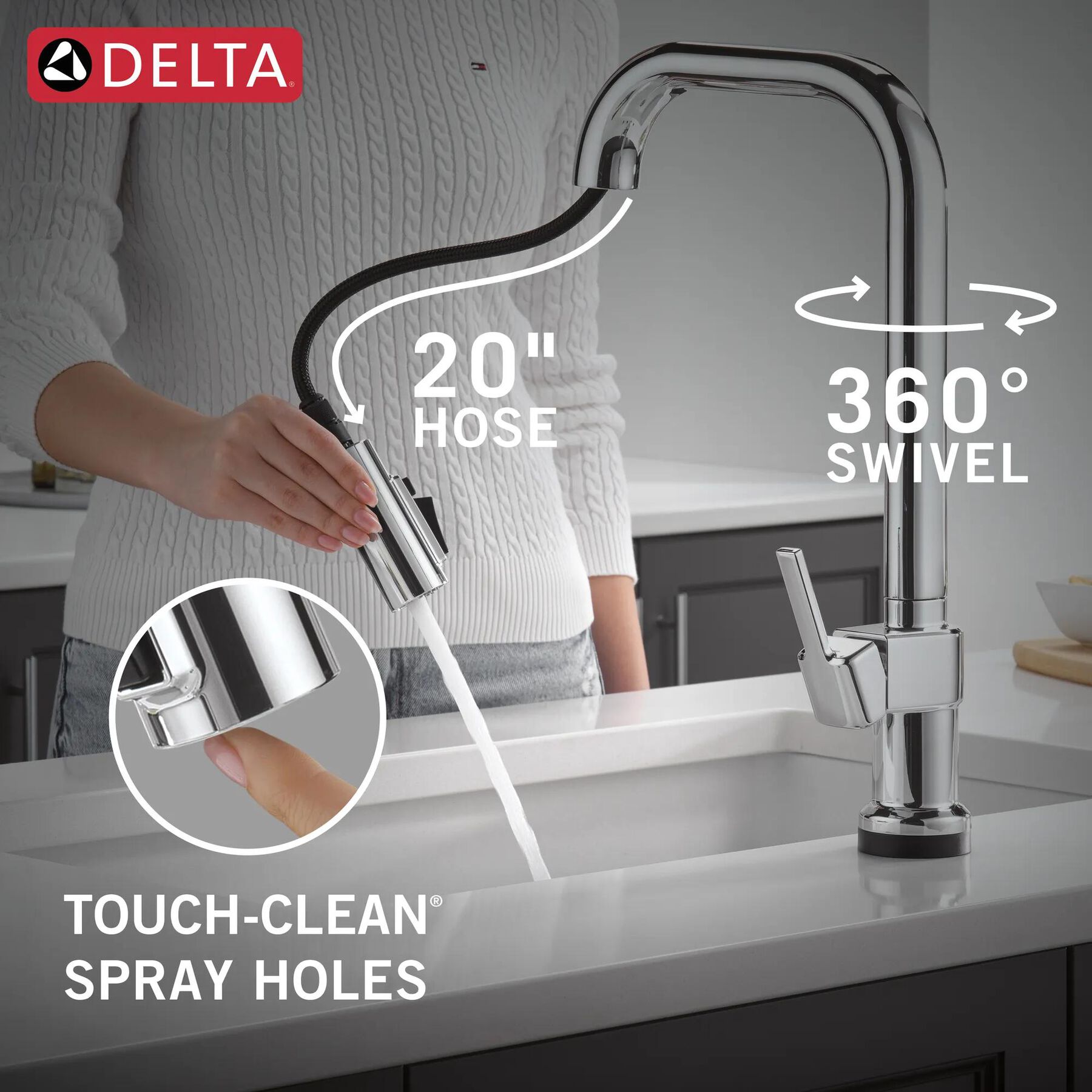Touch2O&reg; with Touchless Technology Single Handle Pull-Down Kitchen Faucet