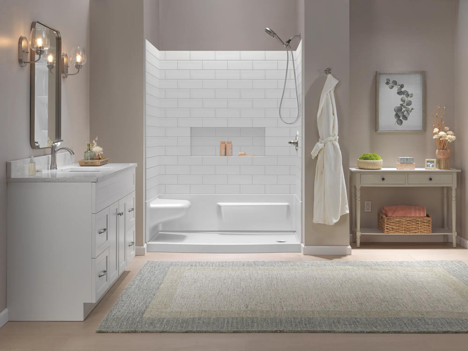 60x32 Alcove Shower Bundle - Left Seat Right Drain Curve