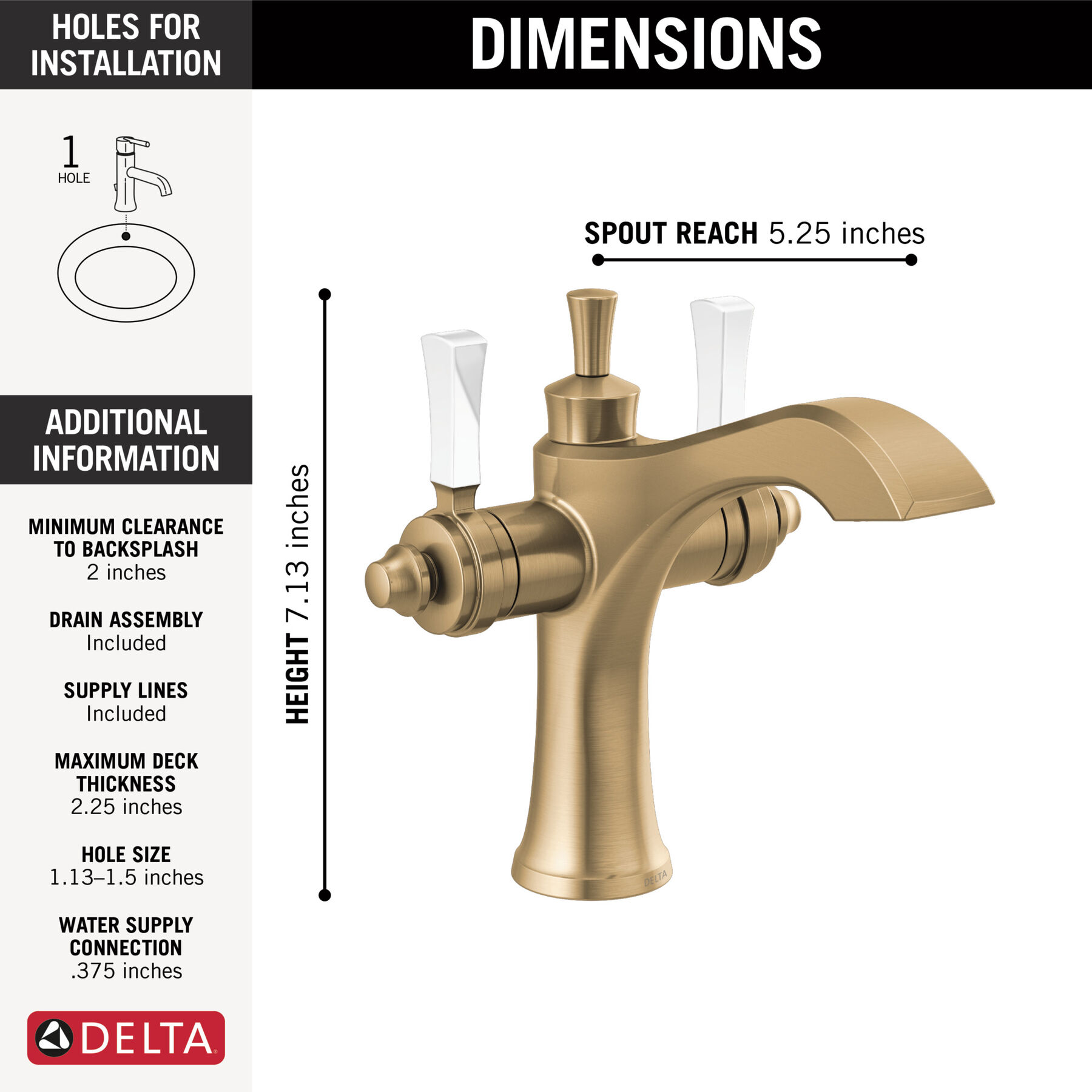 Two Handle Single Hole Monoblock Bathroom Faucet