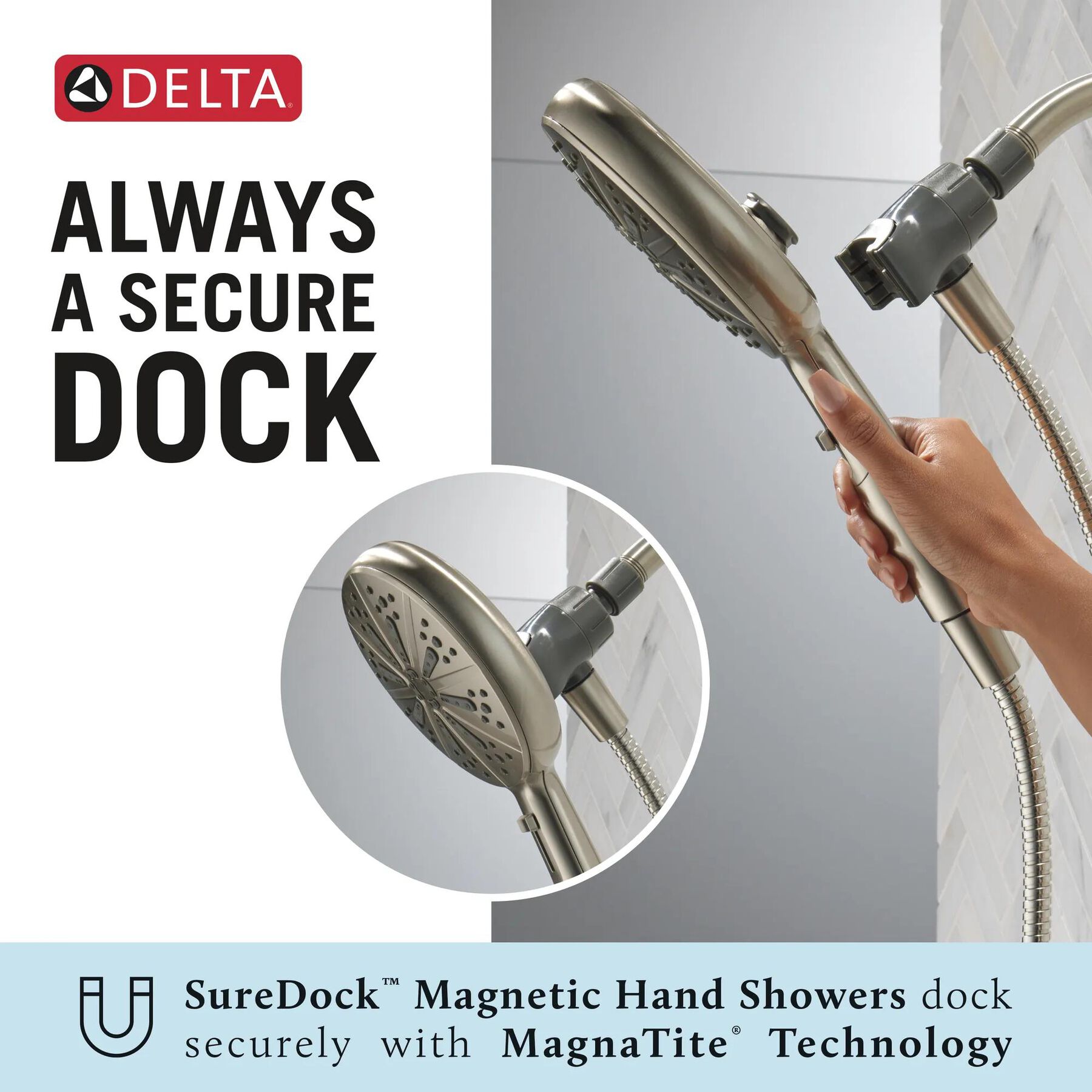 6-Setting SureDock&reg; Magnetic Hand Shower