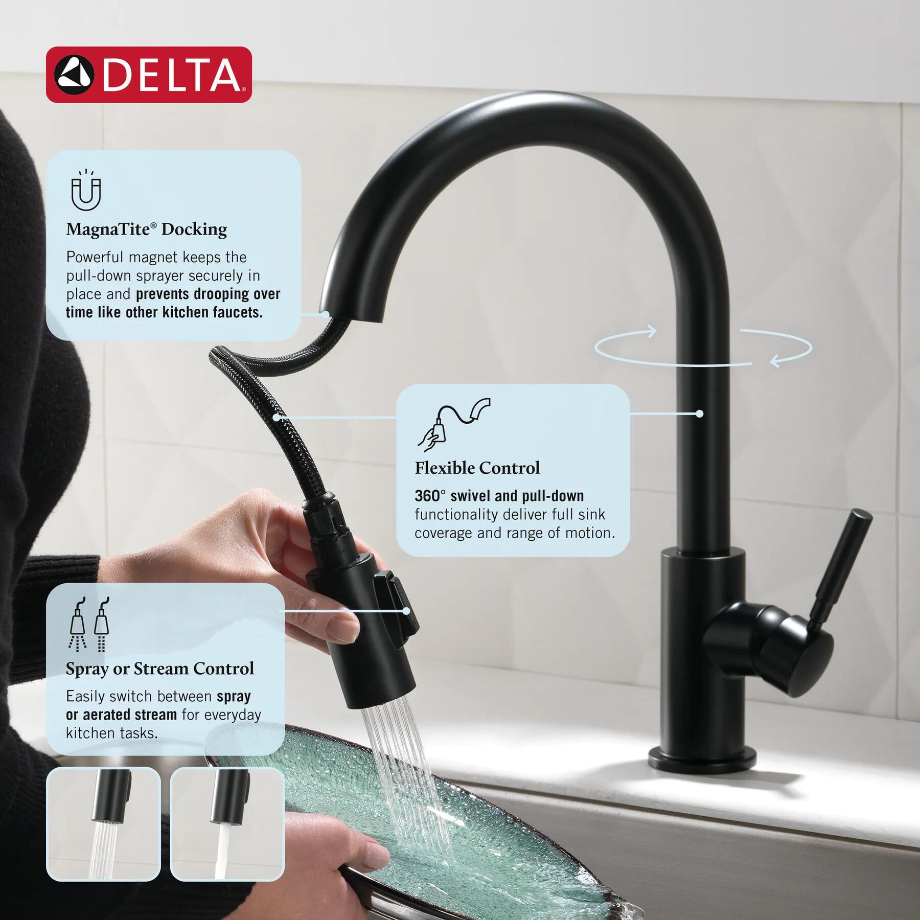 Single Handle Pull-Down Kitchen Faucet&nbsp;