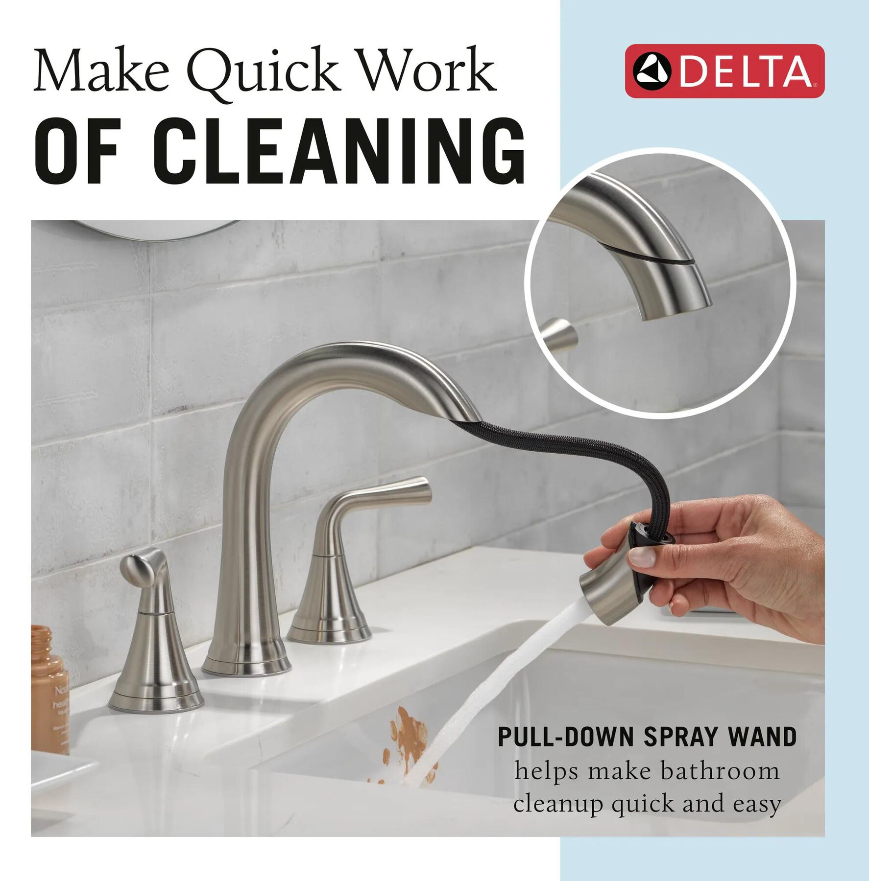 Two Handle Widespread Pull-Down Bathroom Faucet