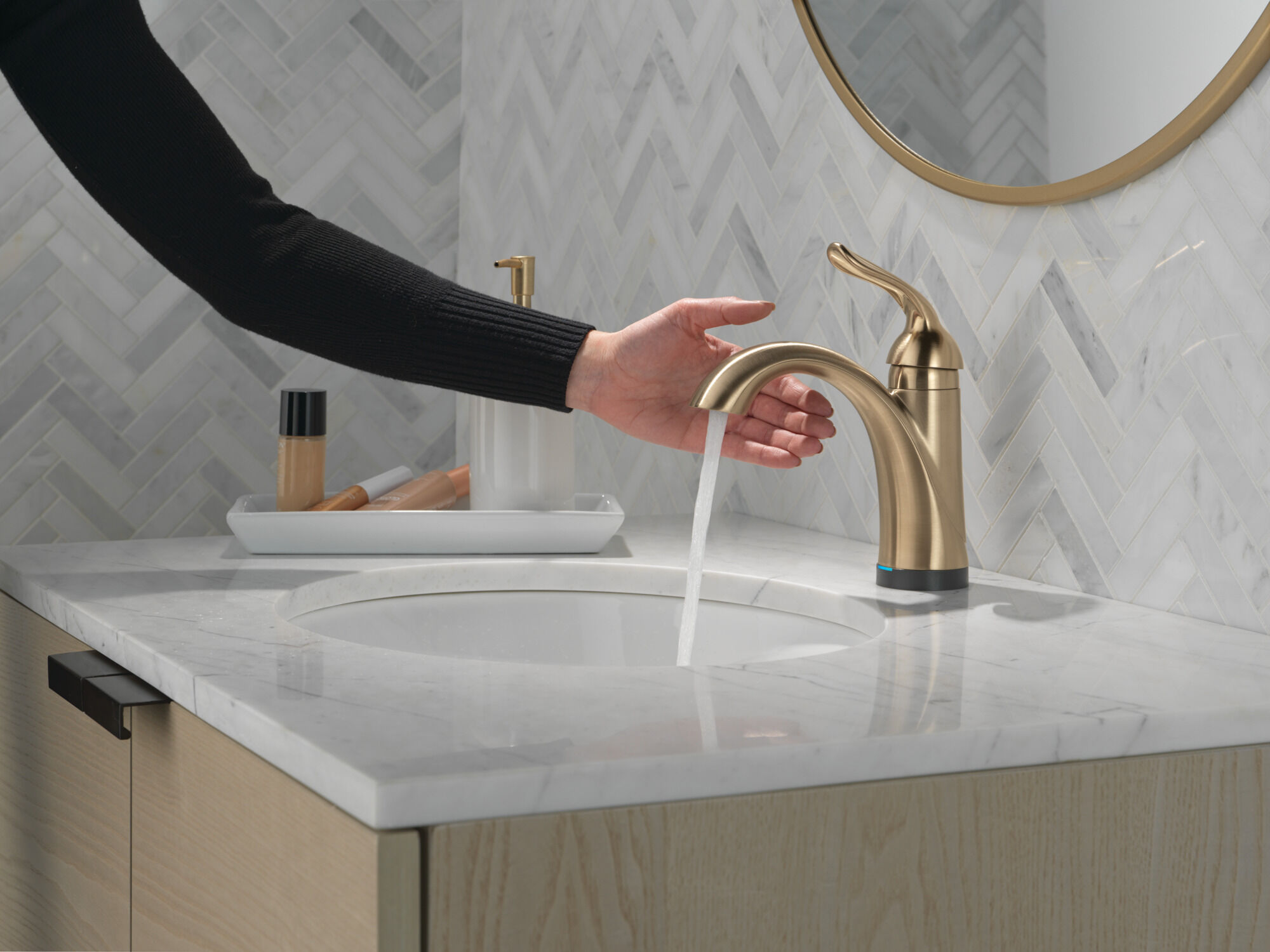 Touch2O® Bathroom Faucet with Touchless Technology in Champagne