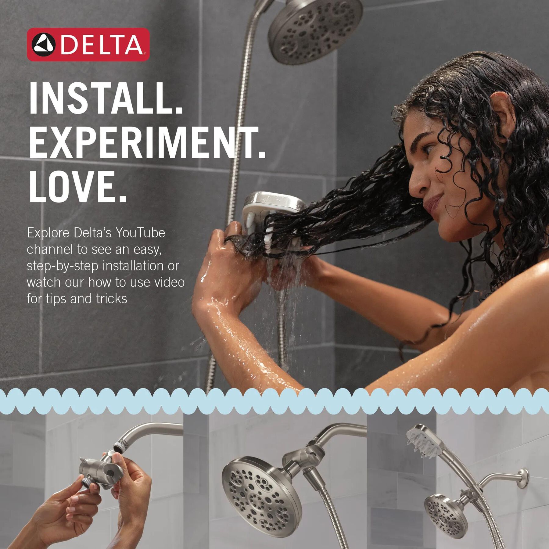 Detangling Hand Shower with 5- Setting Showerhead Bundle