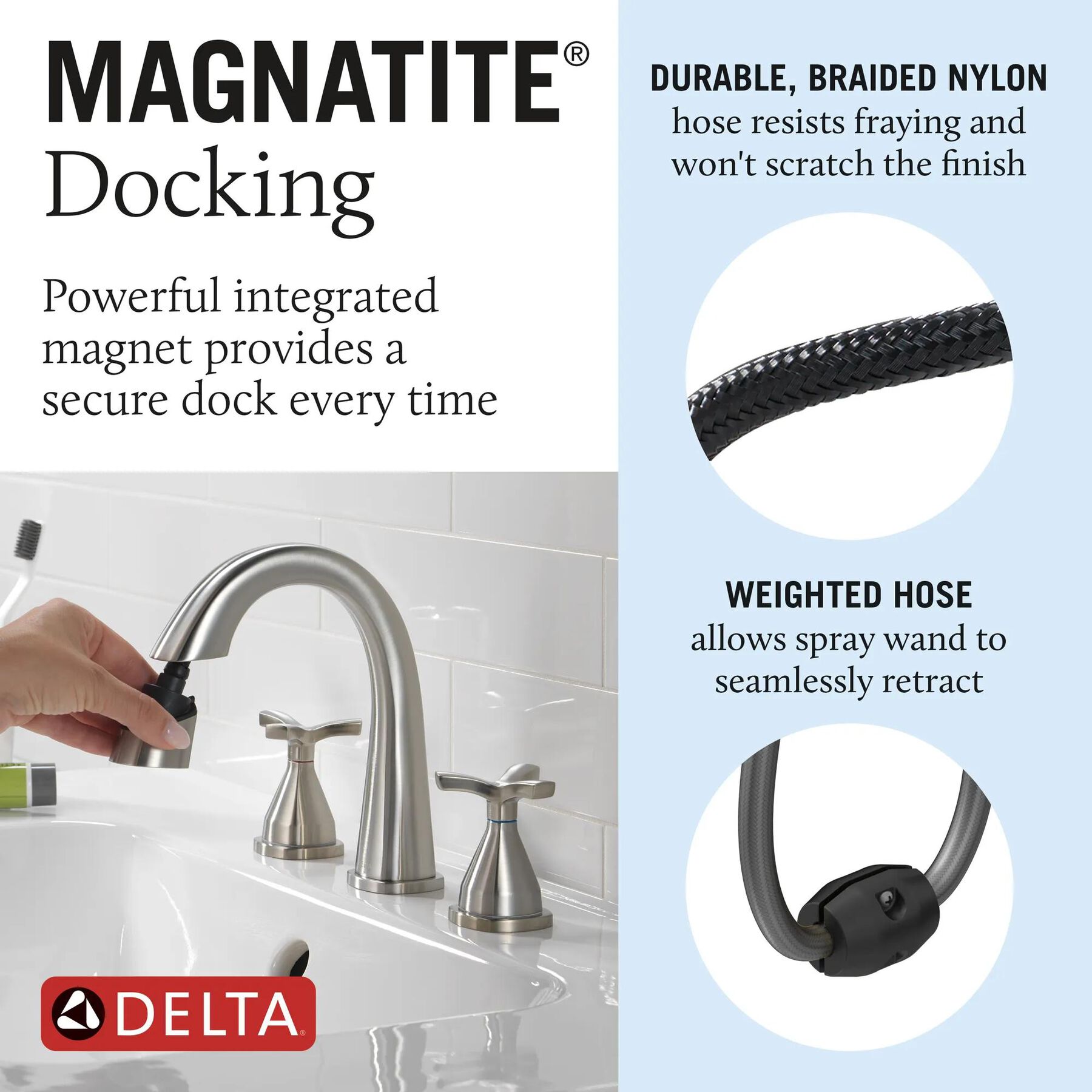Two Handle Widespread Pull Down Bathroom Faucet