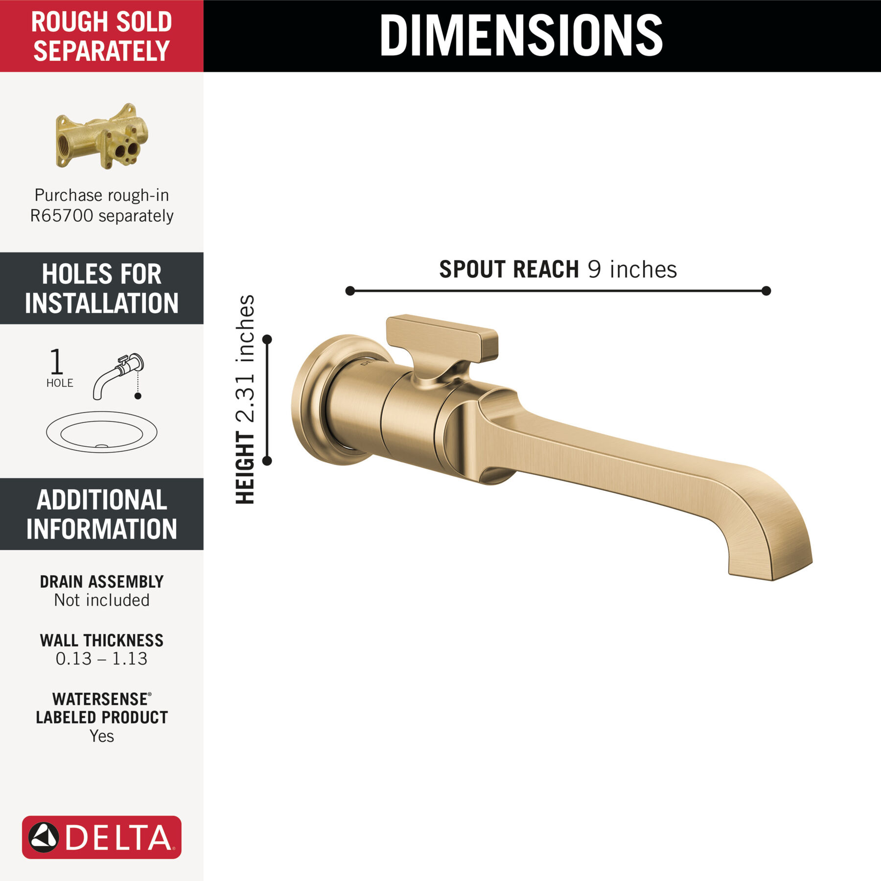 Single Handle Wall Mount Bathroom Faucet Trim
