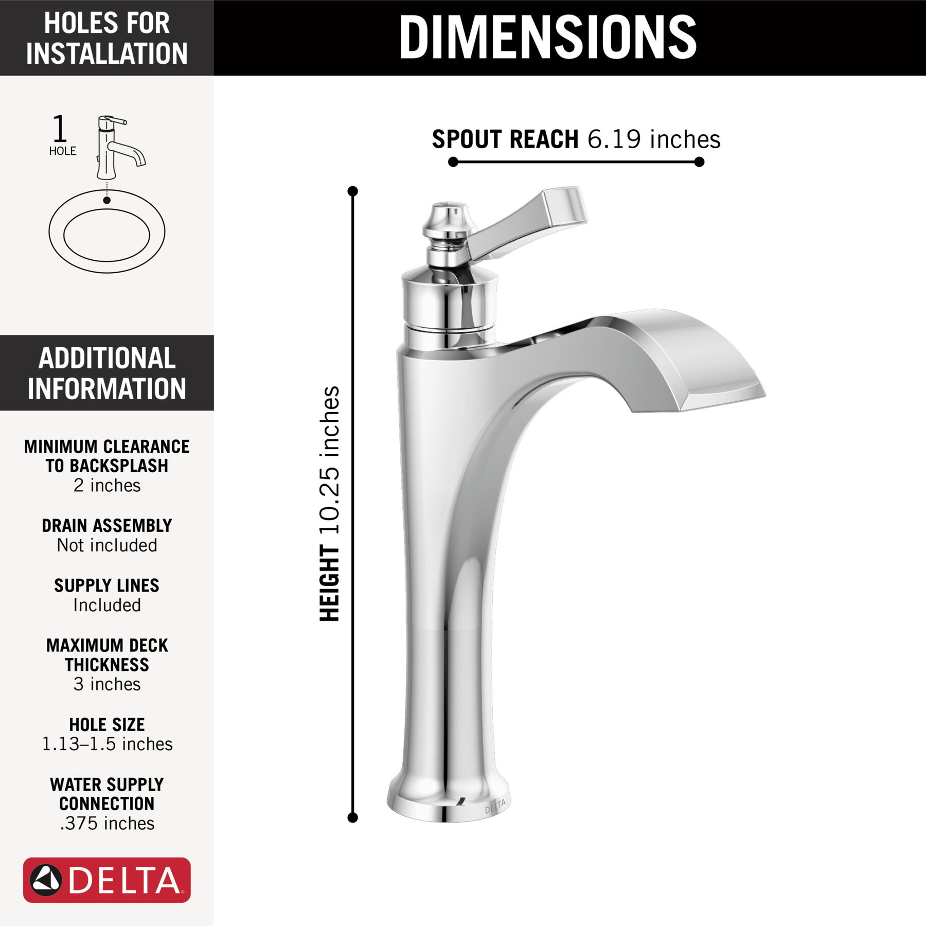 Single Handle Mid-Height Vessel Bathroom Faucet