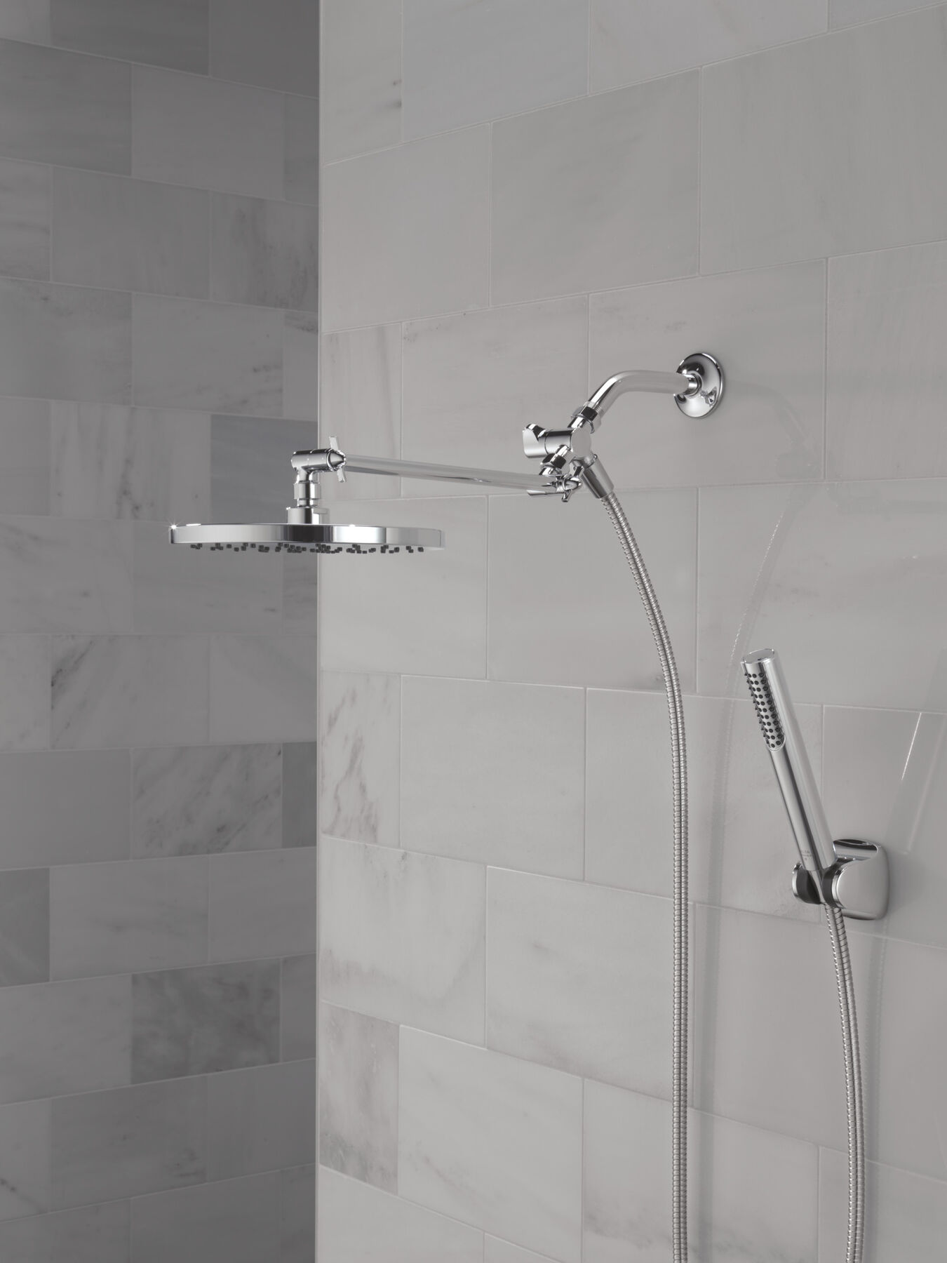 Adjustable Raincan Shower Head with Hand Shower