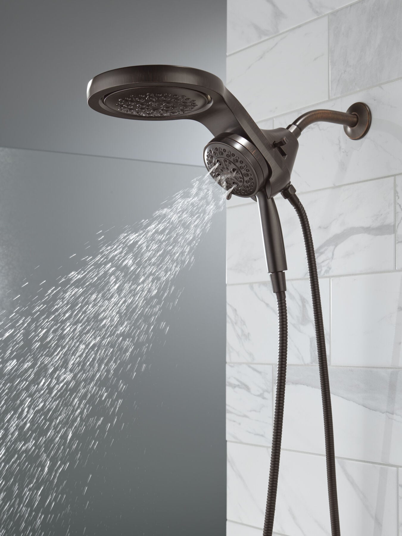 HydroRain&reg; H2Okinetic&reg; 5-Setting Two-in-One Shower Head (Recertified)
