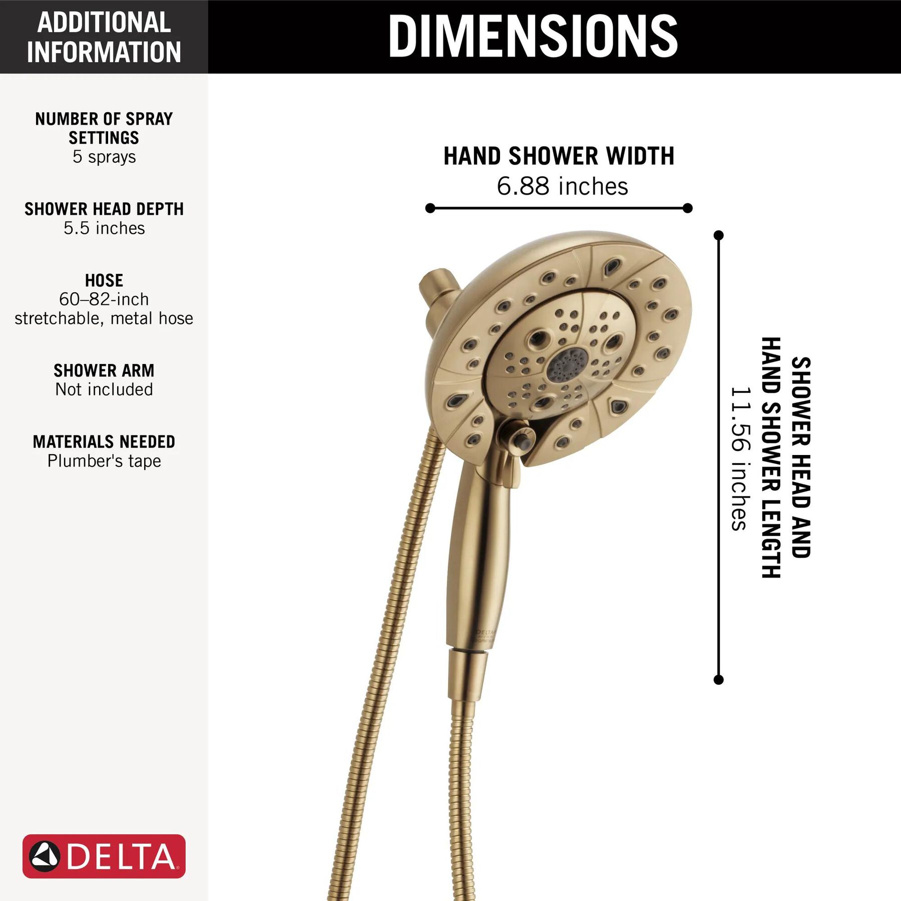 H2Okinetic&reg;&nbsp;In2ition&reg;&nbsp;5-Setting Two-In-One Shower (Recertified)