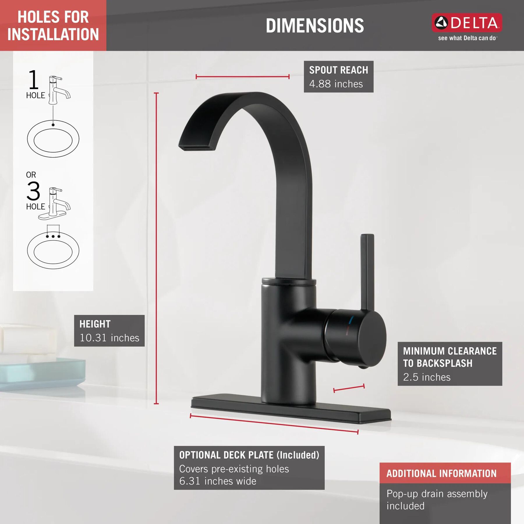 Single Handle Bathroom Faucet (Recertified)