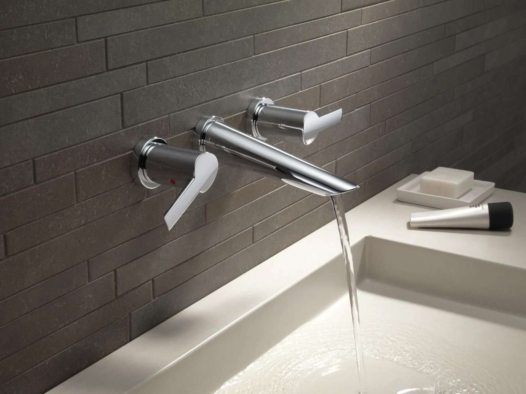Two Handle Wall Mount Bathroom Faucet