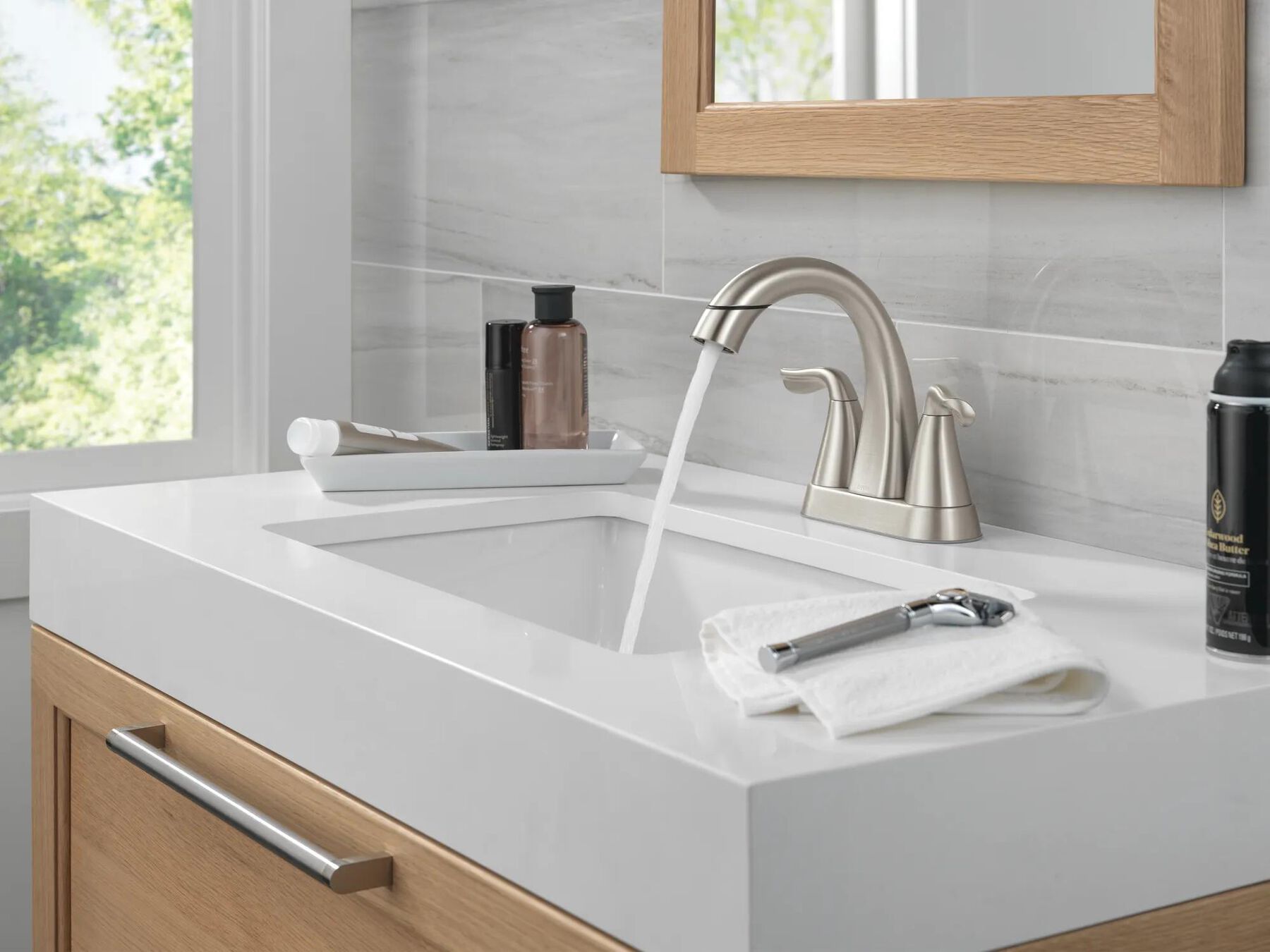 Two Handle Centerset Pull-Down Bathroom Faucet