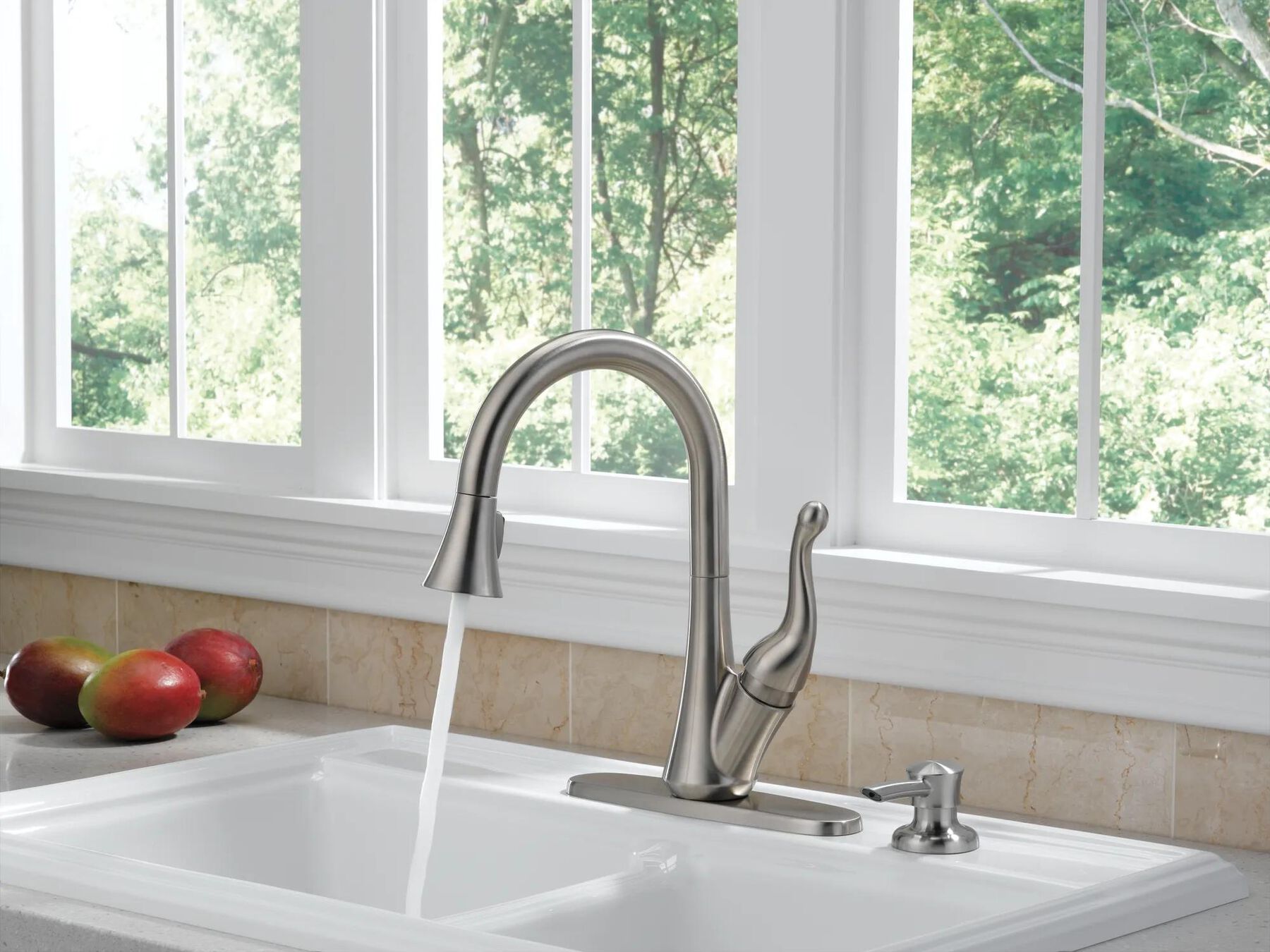 Single Handle Pull-Down Kitchen Faucet with Soap Dispenser