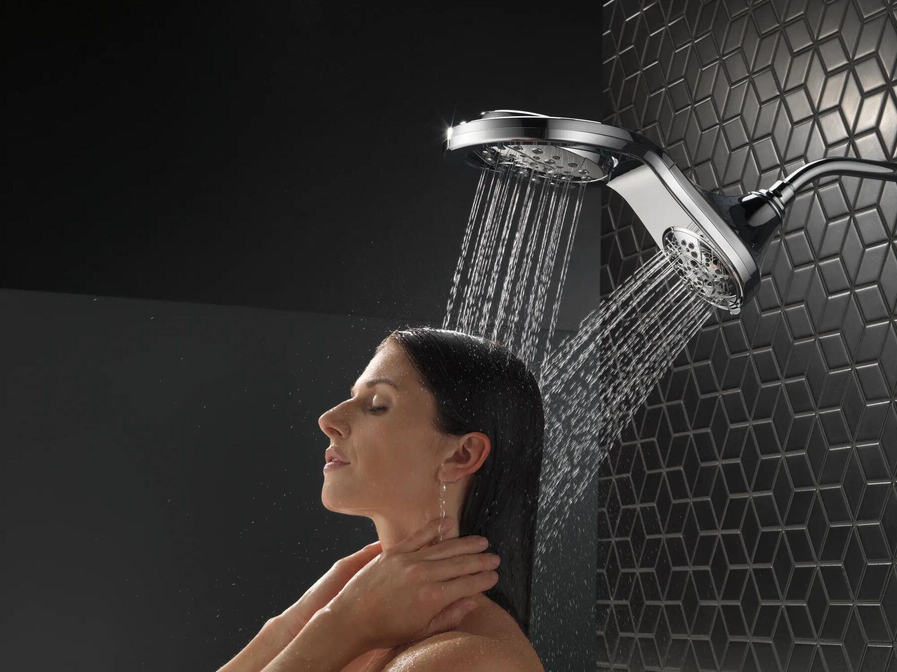 HydroRain&reg; H<sub>2</sub>Okinetic&reg; 5-Setting Two-in-One Shower Head