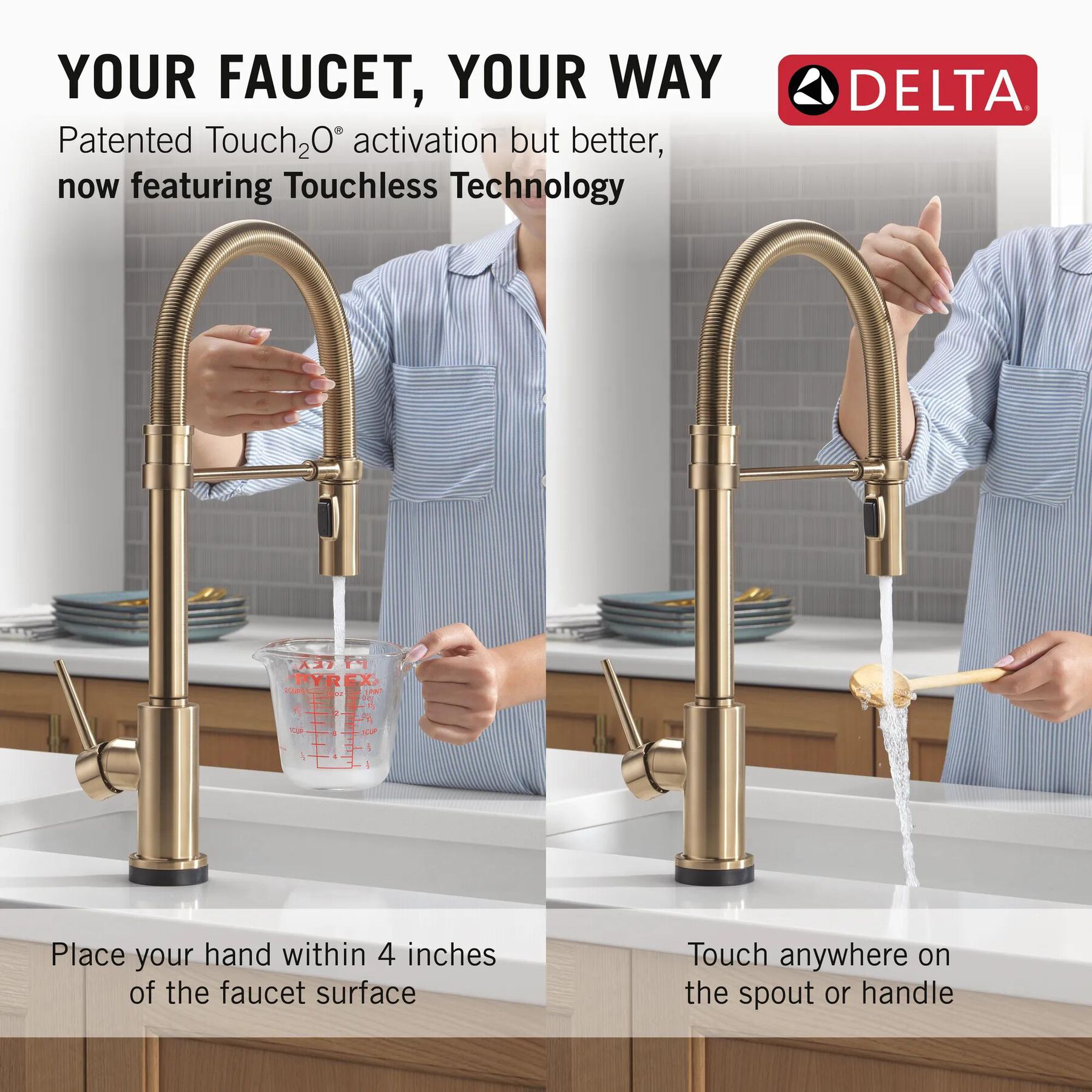 Touch<sub>2</sub>O&reg; Technology Kitchen Faucet with Touchless Technology