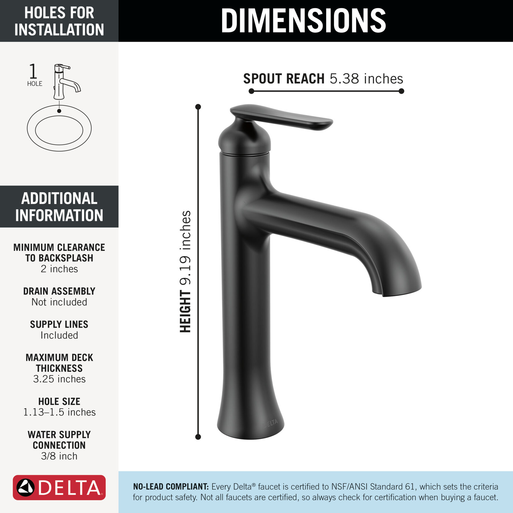 Single Handle Mid-Height Bathroom Faucet