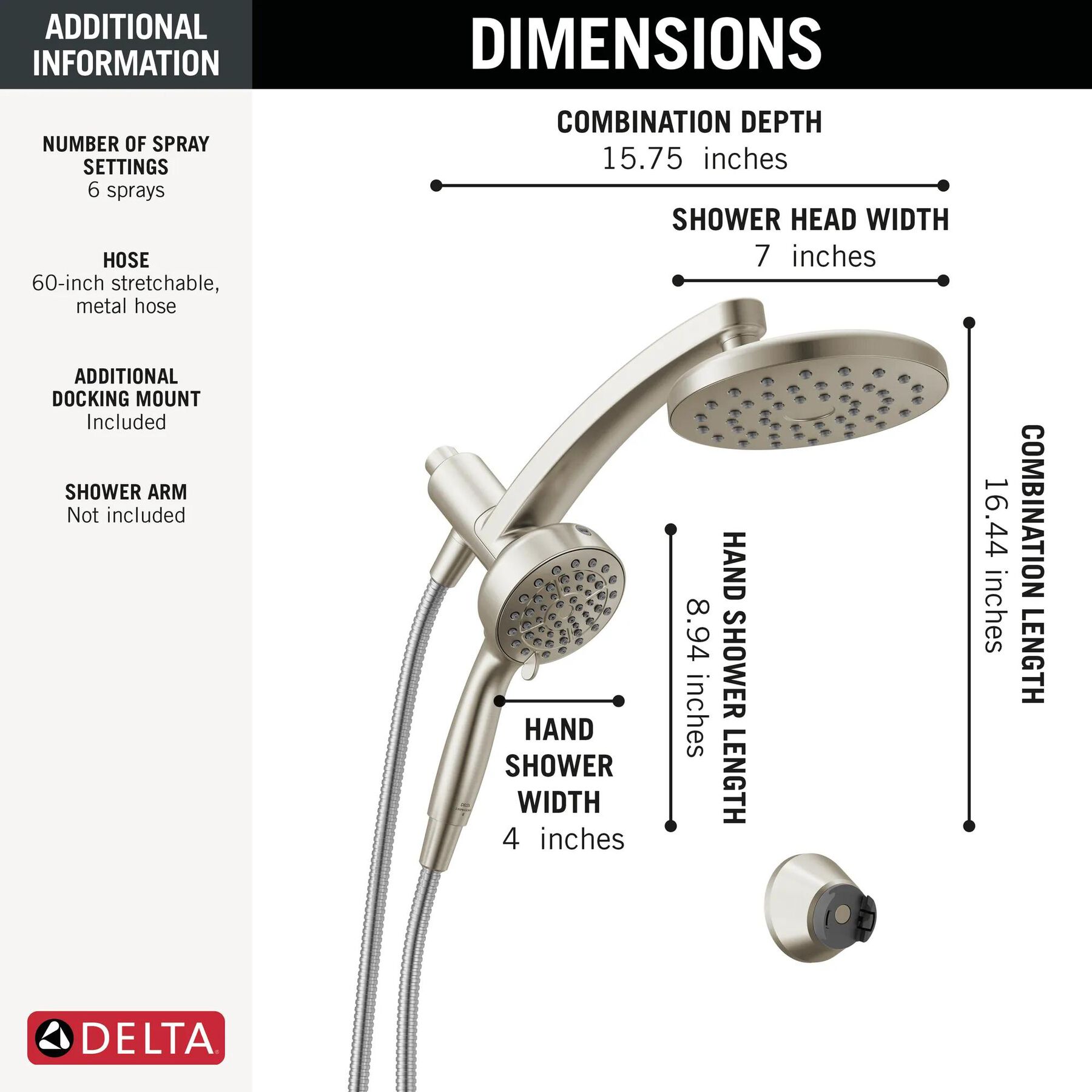 PivotPro&trade; 3-in-1 Combination Shower