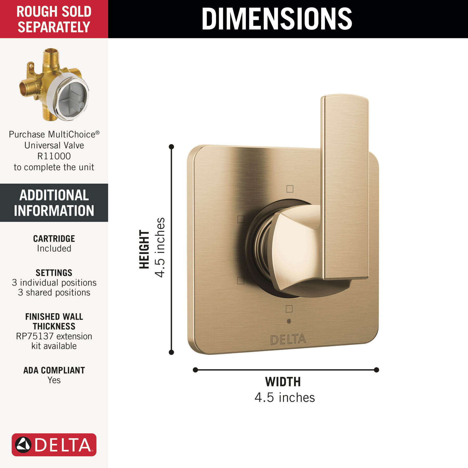 6-Setting 3-Port Diverter Trim